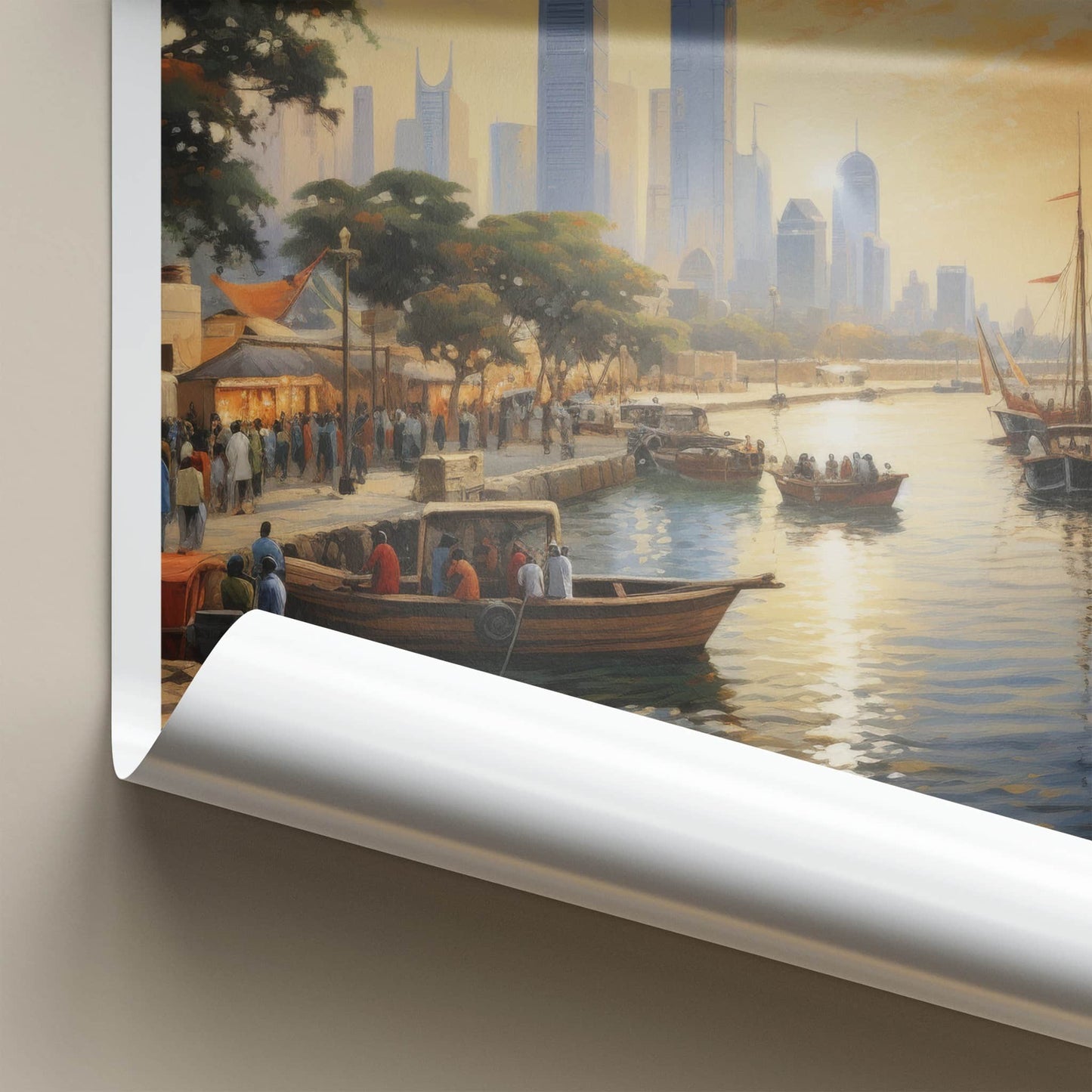Kuwait City Poster - Kuwait Framed Print - Harbor City Sunset Lounge Decor
