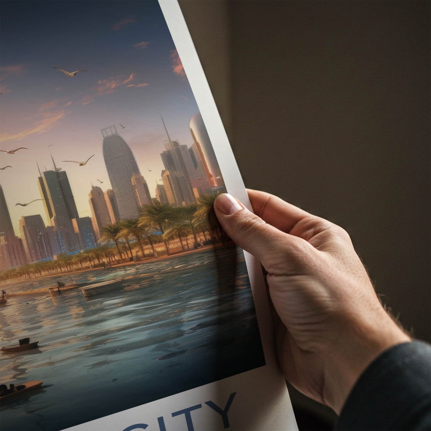 Kuwait City Poster - Kuwait Travel Art - Golden Hour Skyline Home Decor