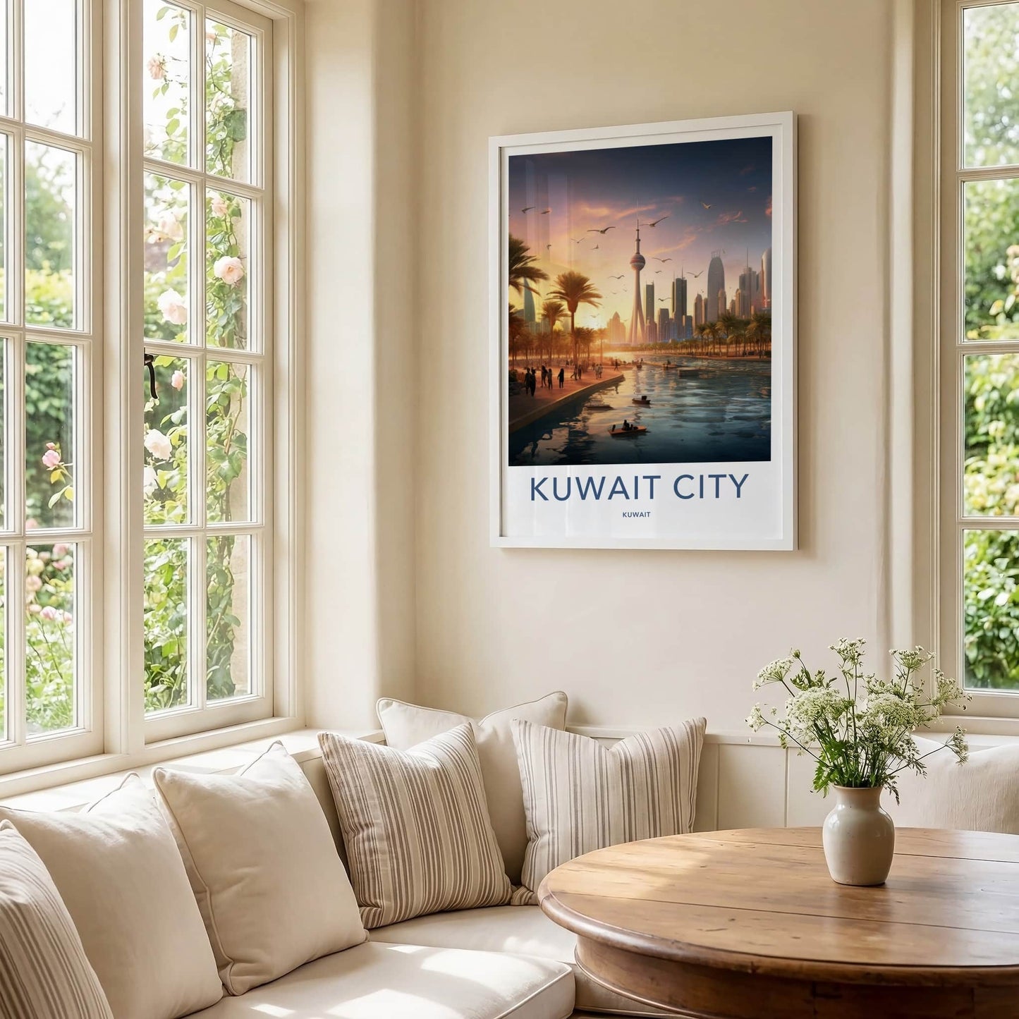 Kuwait City Poster - Kuwait Travel Art - Golden Hour Skyline Home Decor