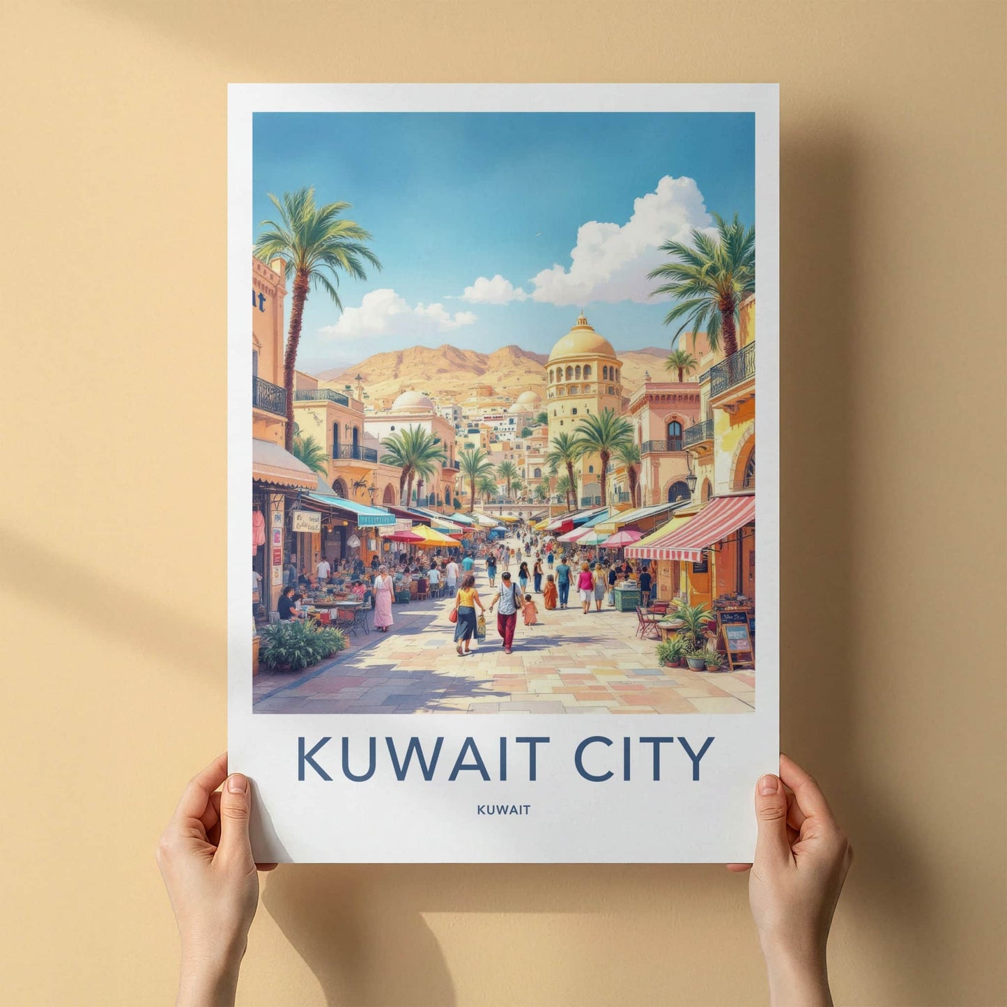 Kuwait City Poster - Kuwait Wall Art - Bustling Market Street Wall Decor