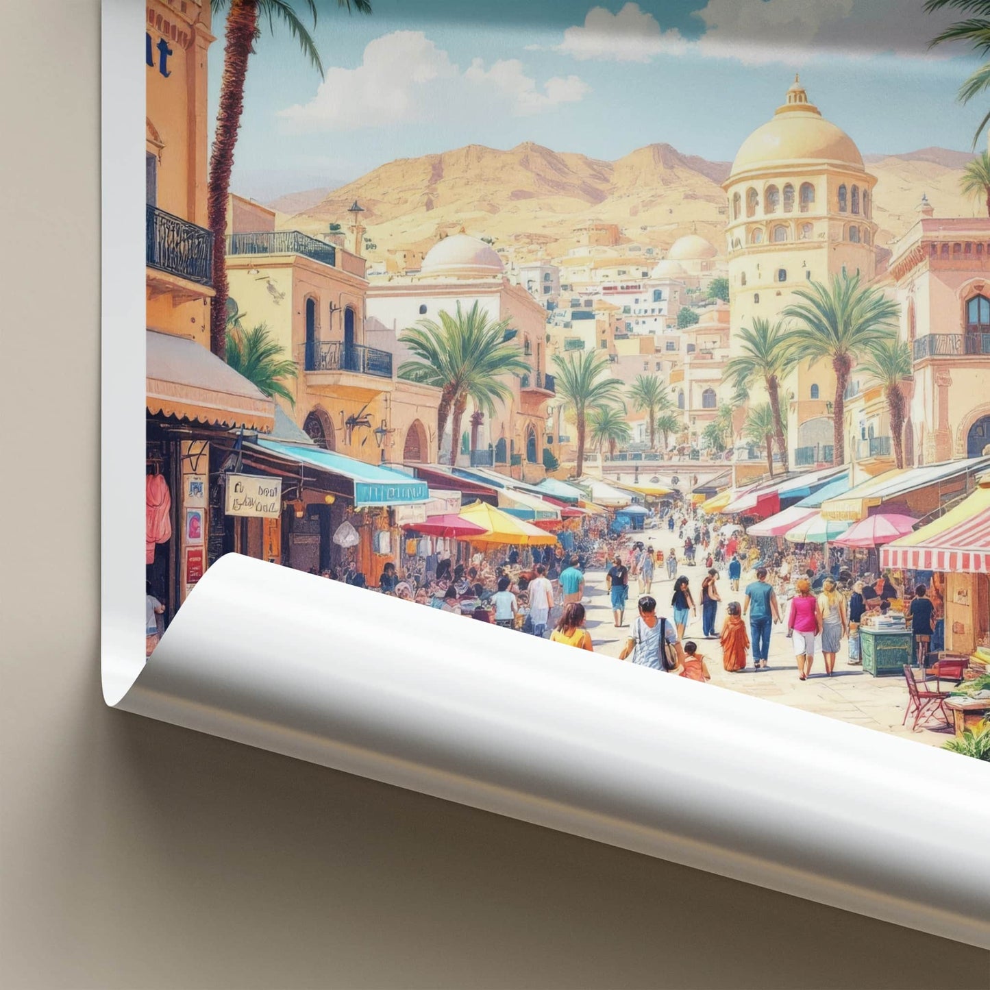 Kuwait City Poster - Kuwait Wall Art - Bustling Market Street Wall Decor