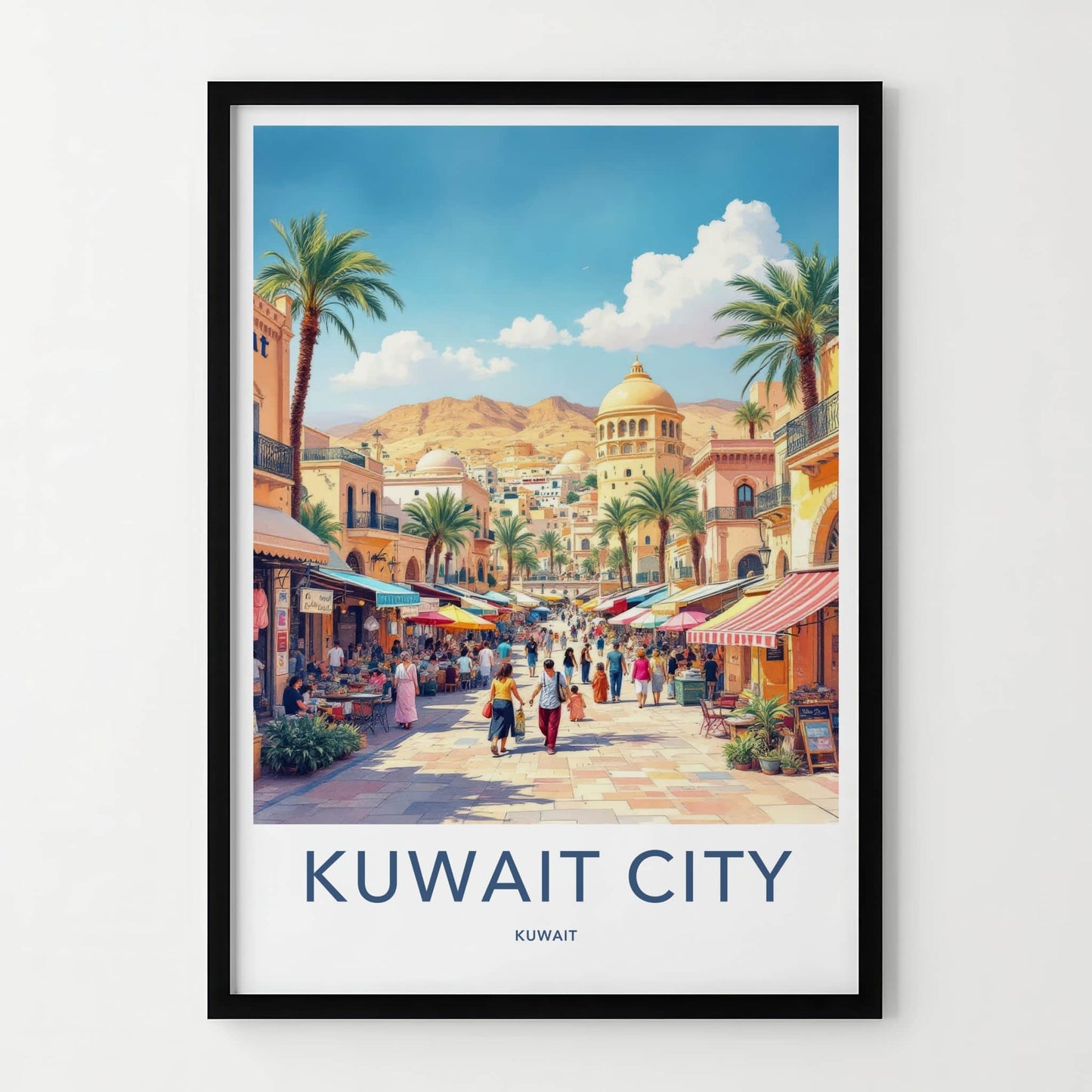 Kuwait City Poster - Kuwait Wall Art - Bustling Market Street Wall Decor