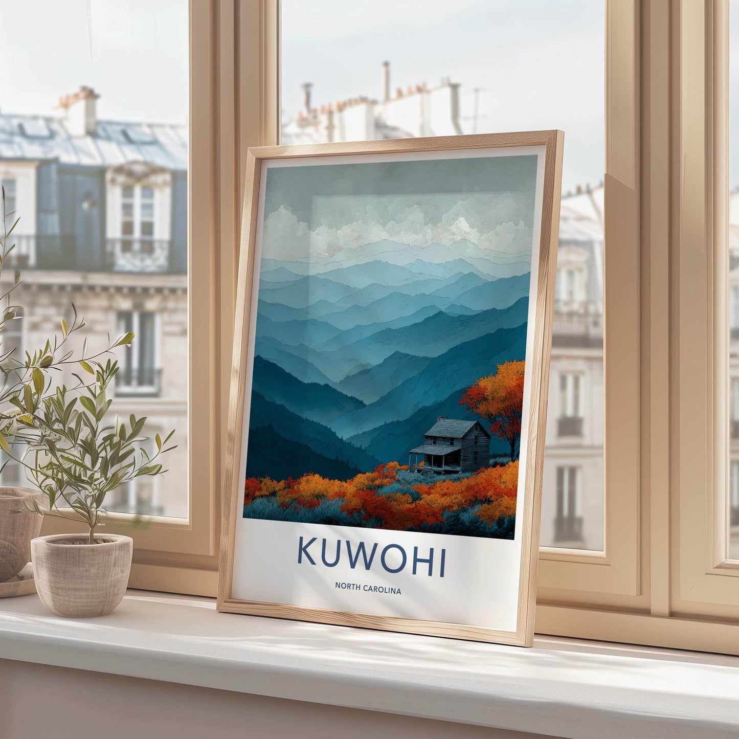 Kuwohi Poster - North Carolina Wall Art - Rustic Cabin Autumn Home Decor