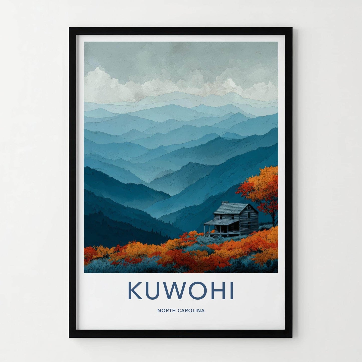 Kuwohi Poster - North Carolina Wall Art - Rustic Cabin Autumn Home Decor