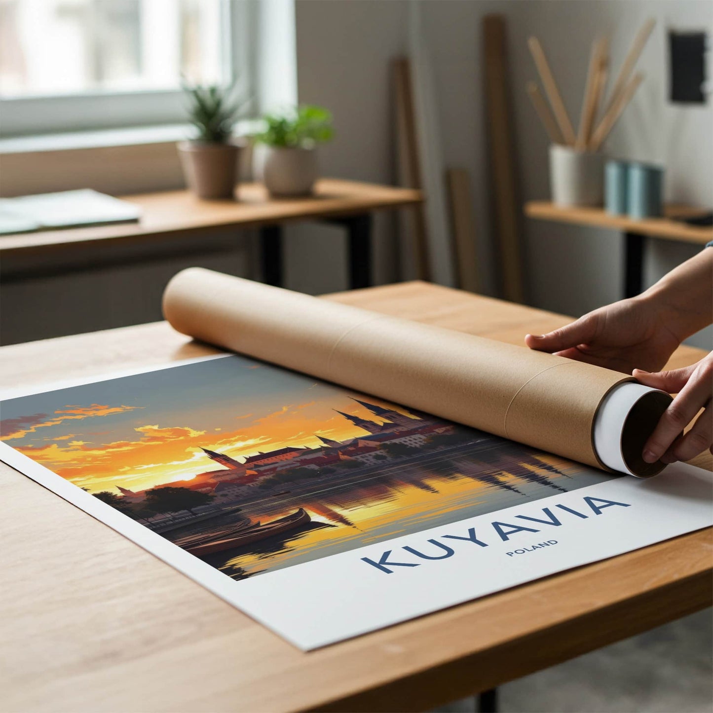 Kuyavia Poster - Poland Art Print - Golden River Sunset Home Decor