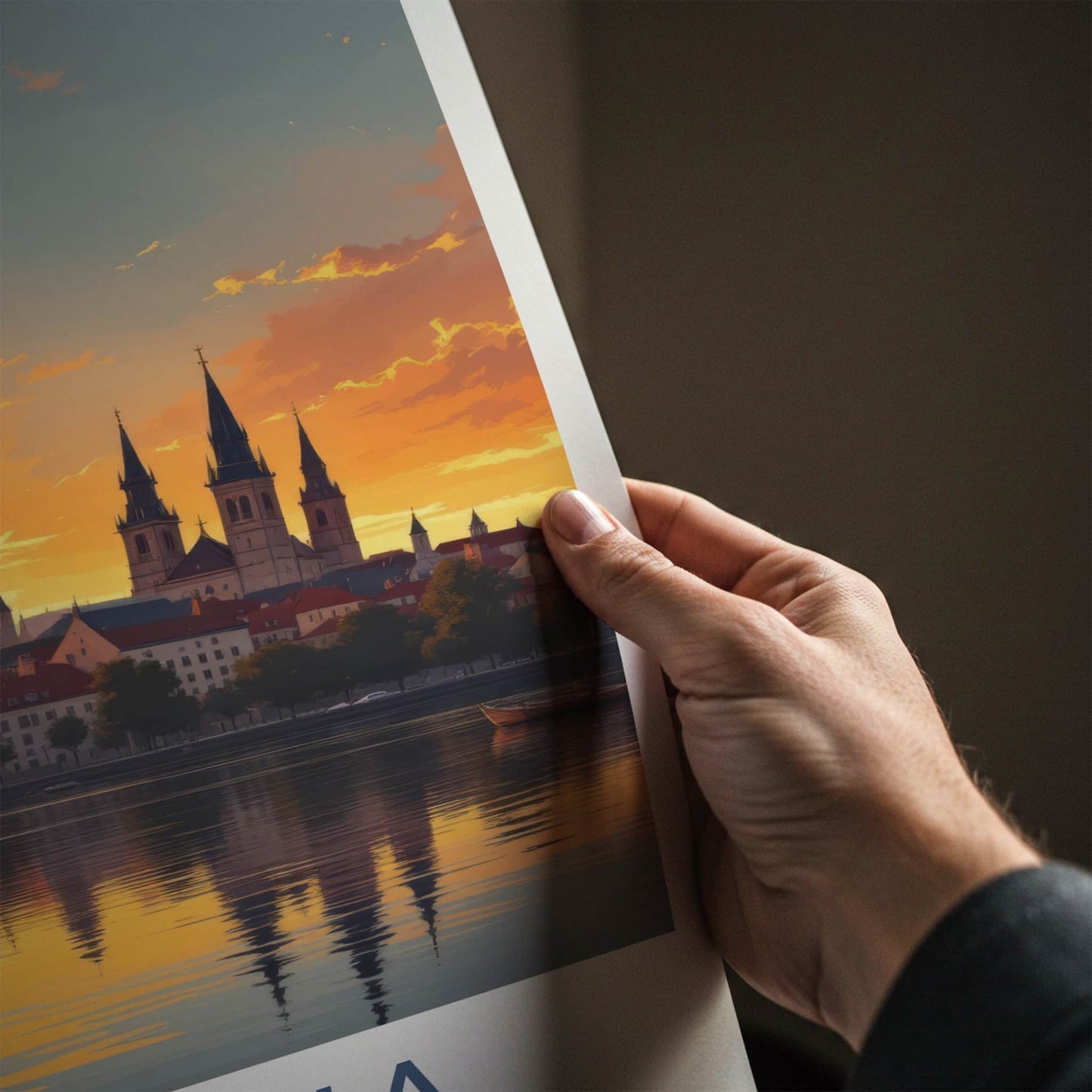 Kuyavia Poster - Poland Art Print - Golden River Sunset Home Decor
