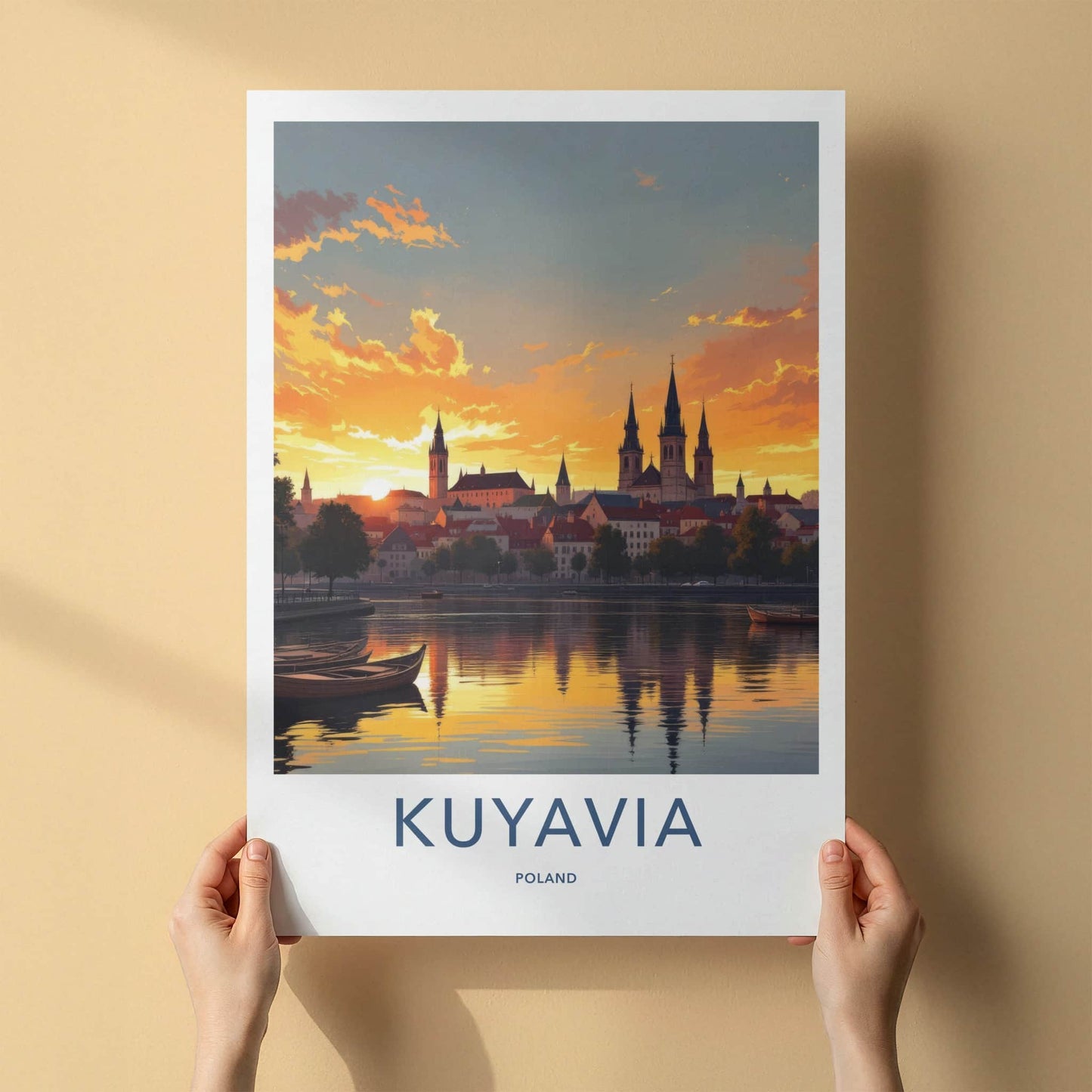 Kuyavia Poster - Poland Art Print - Golden River Sunset Home Decor