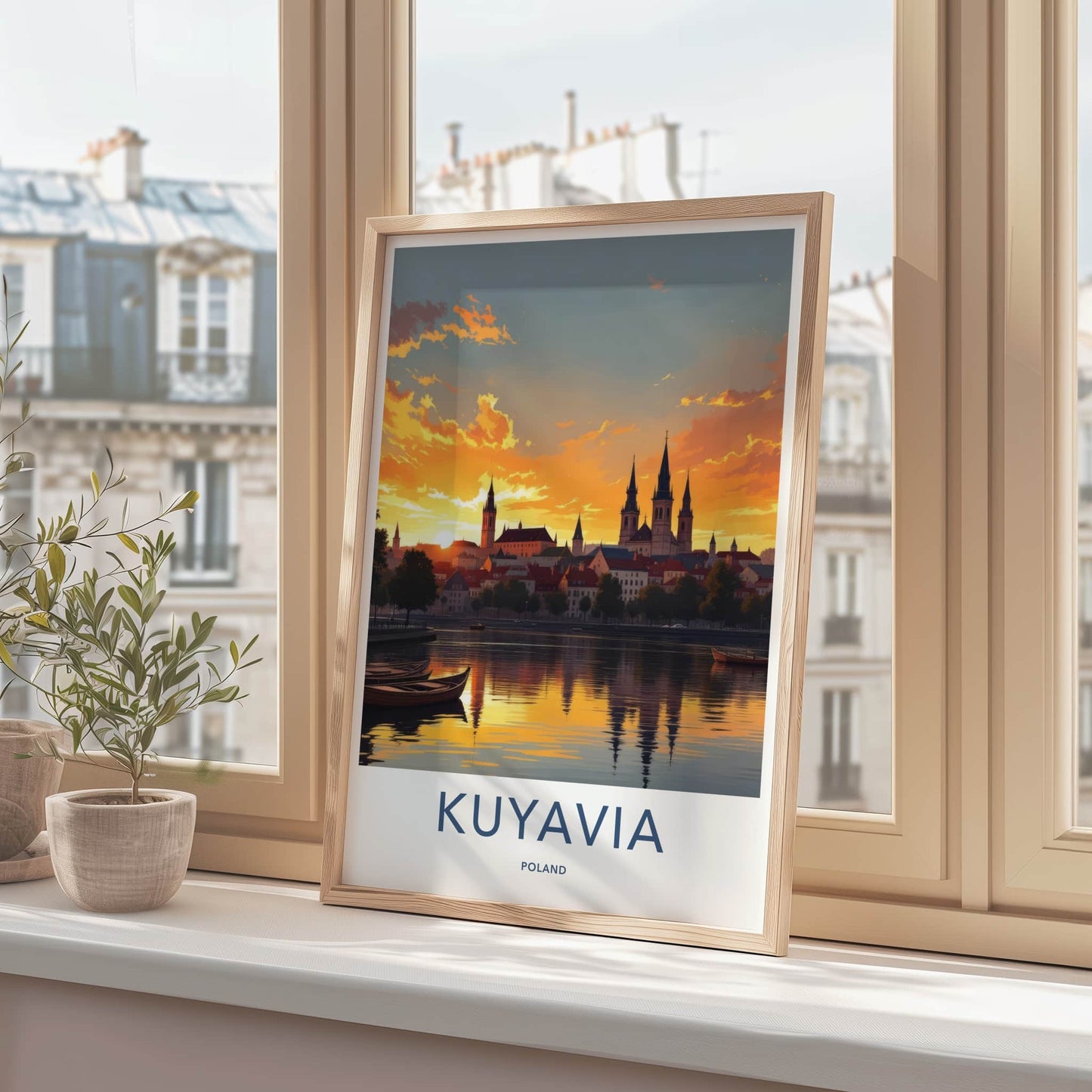 Kuyavia Poster - Poland Art Print - Golden River Sunset Home Decor