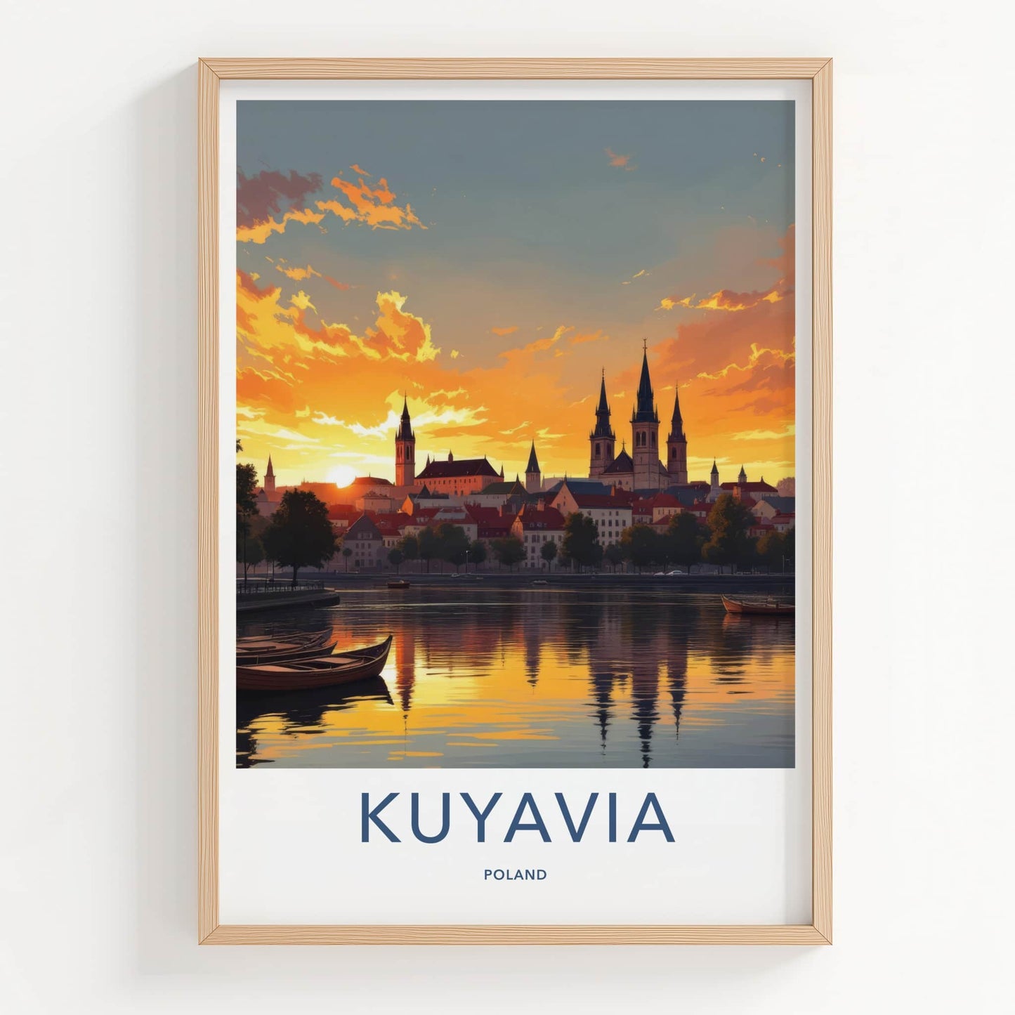 Kuyavia Poster - Poland Art Print - Golden River Sunset Home Decor