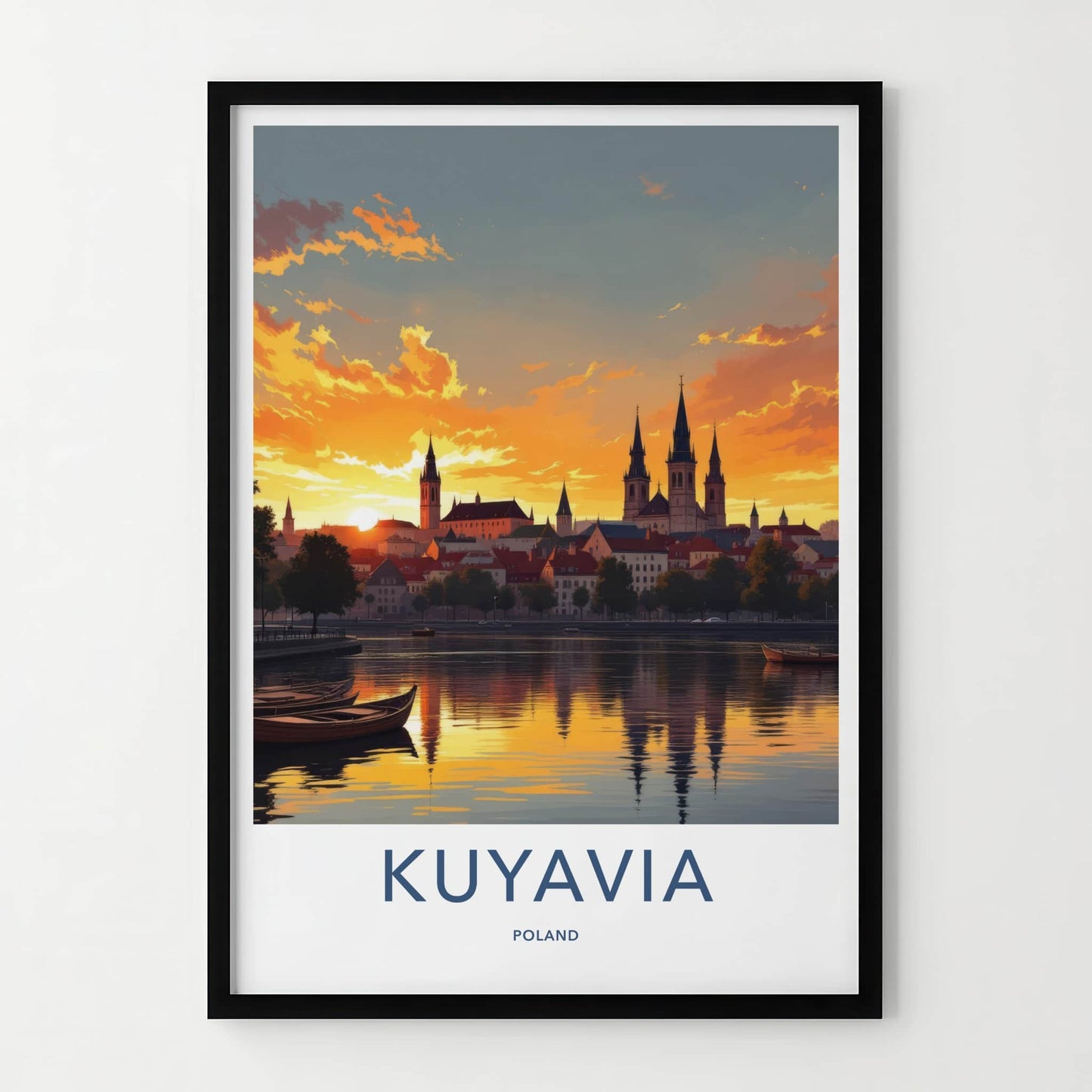 Kuyavia Poster - Poland Art Print - Golden River Sunset Home Decor