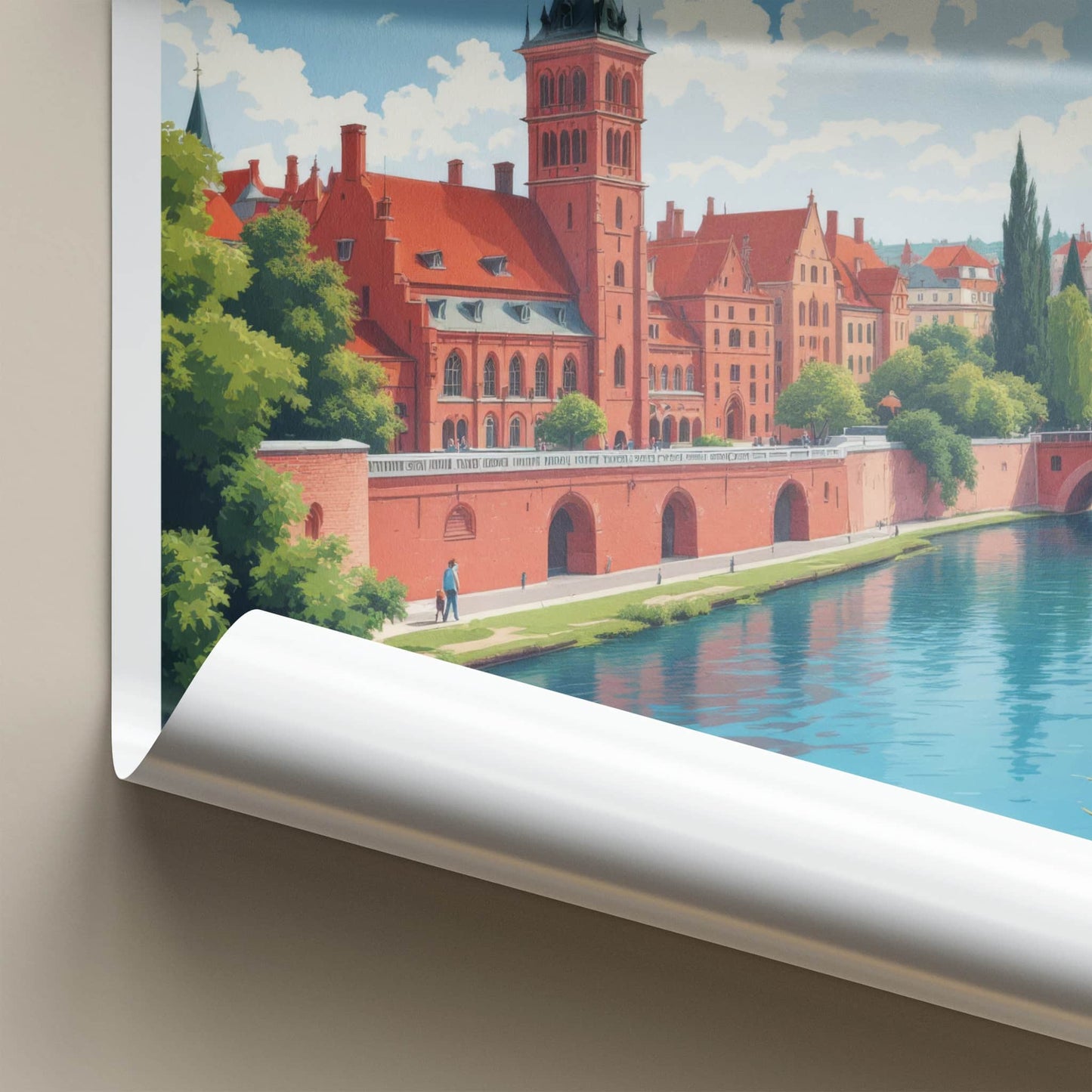 Kuyavia Poster - Poland Travel Art - Historic Riverfront Town Home Decor