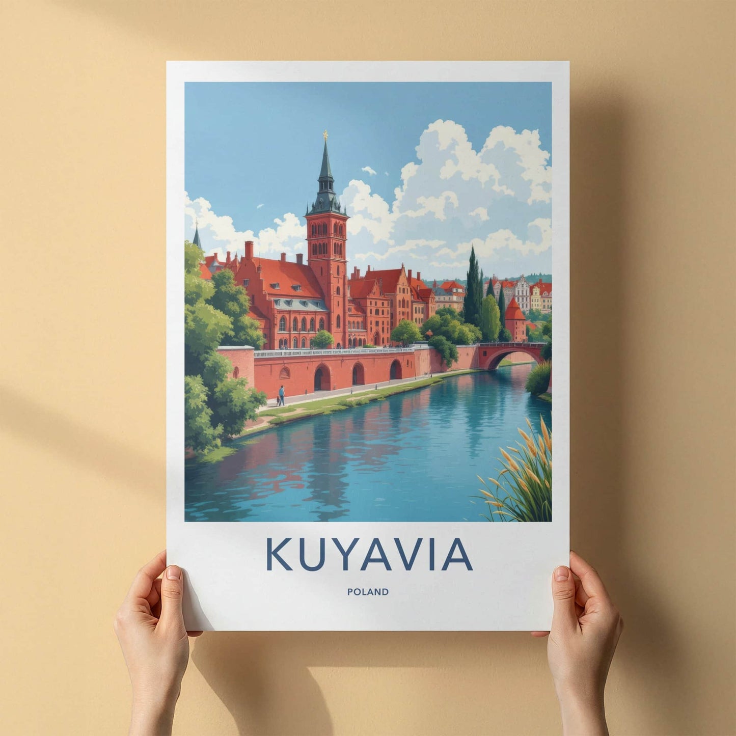 Kuyavia Poster - Poland Travel Art - Historic Riverfront Town Home Decor