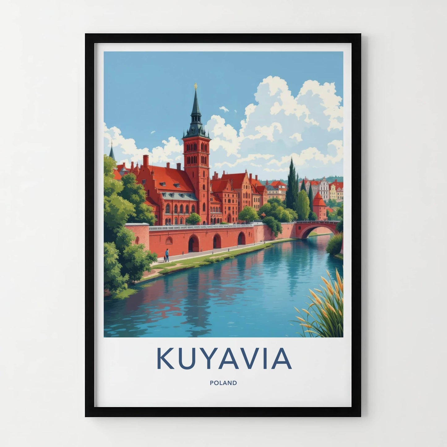 Kuyavia Poster - Poland Travel Art - Historic Riverfront Town Home Decor