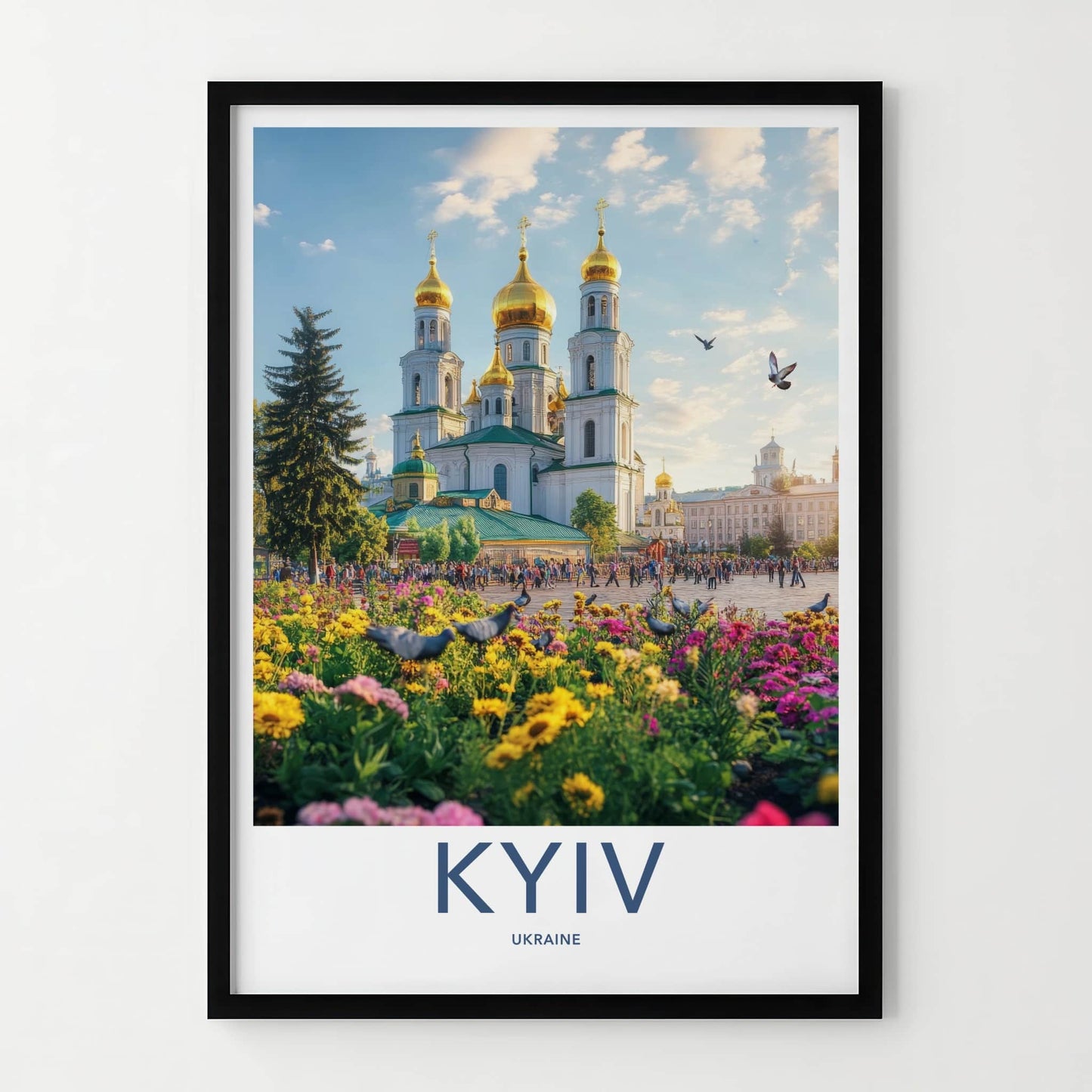 Kyiv Poster - Ukraine Travel Art - Golden Dome Cathedral Home Decor