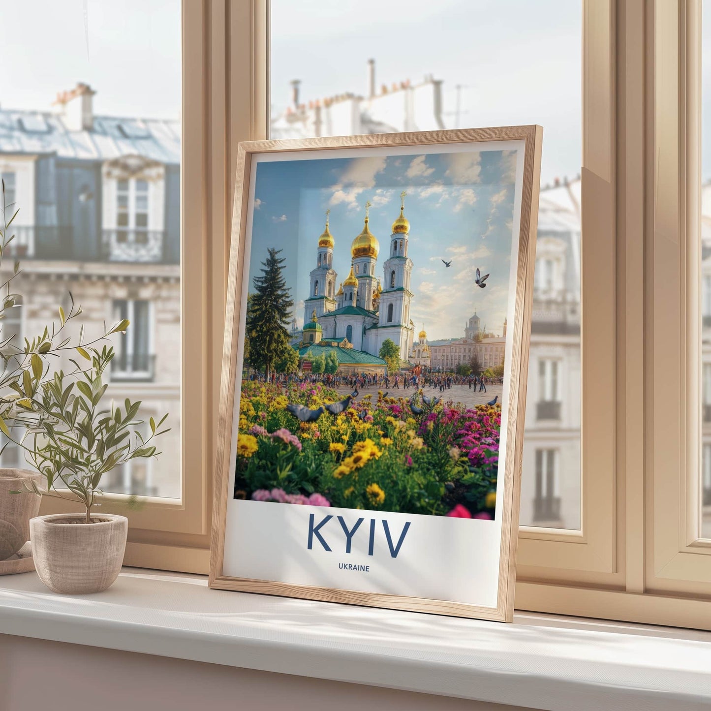 Kyiv Poster - Ukraine Travel Art - Golden Dome Cathedral Home Decor