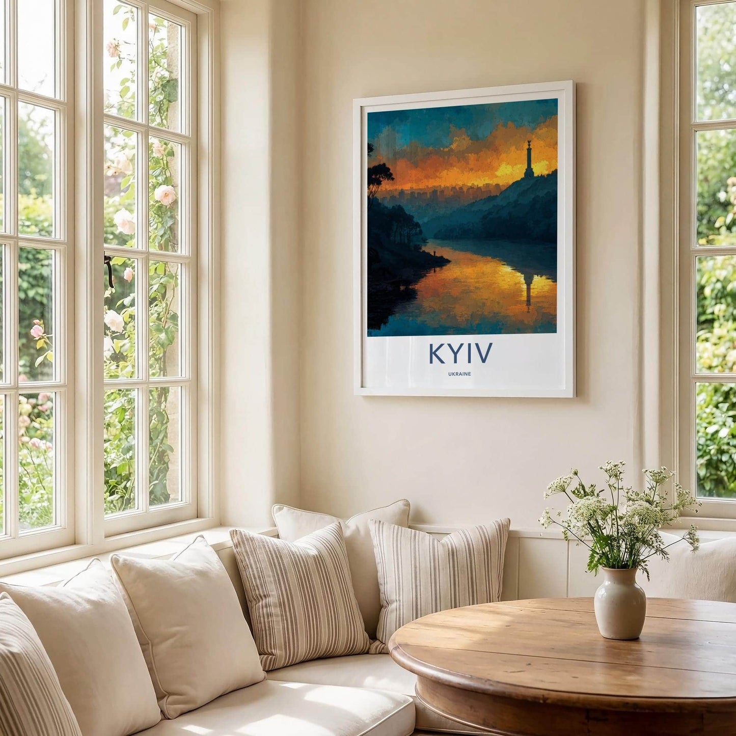 Kyiv Poster - Ukraine Travel Art - Golden River Skyline Wall Decor