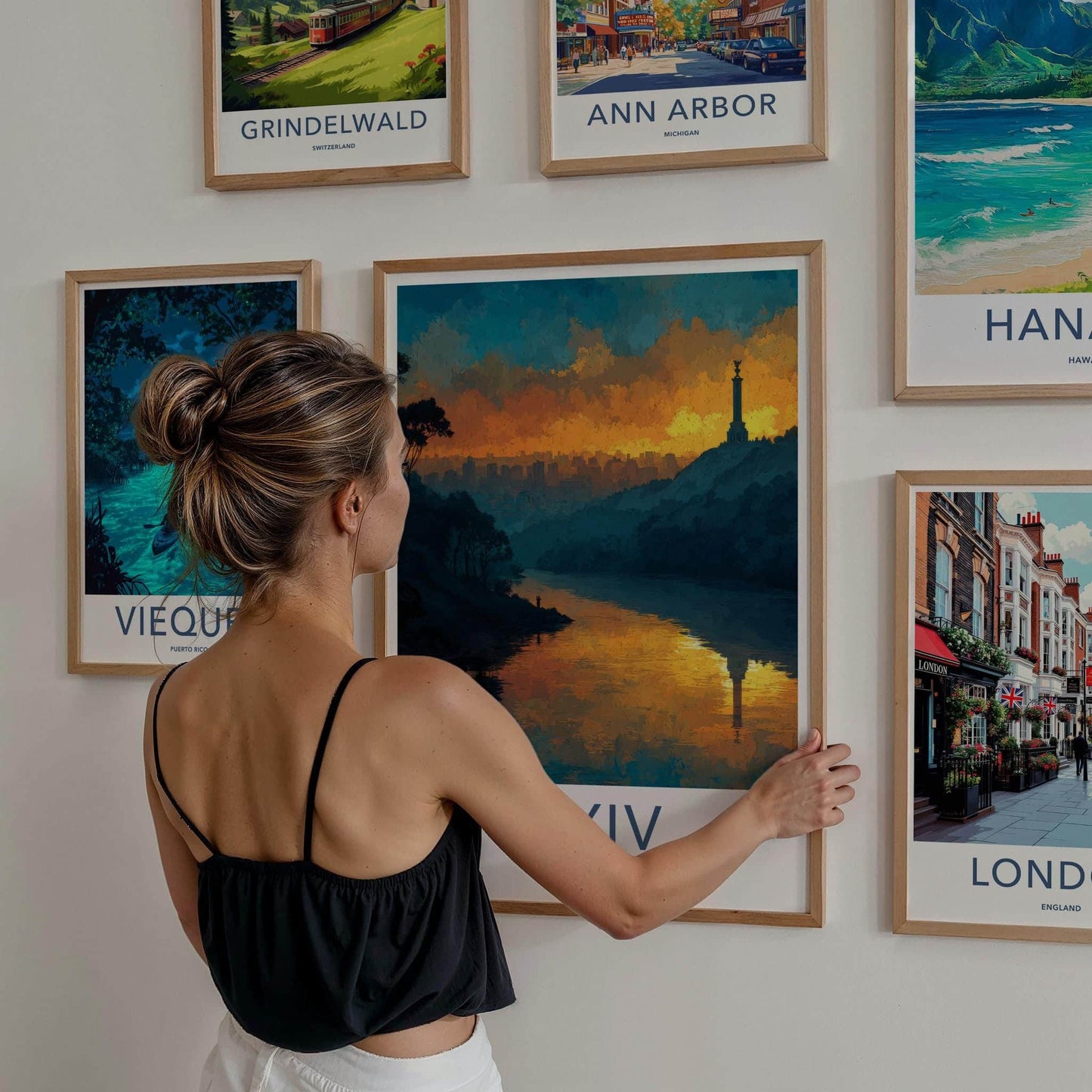 Kyiv Poster - Ukraine Travel Art - Golden River Skyline Wall Decor