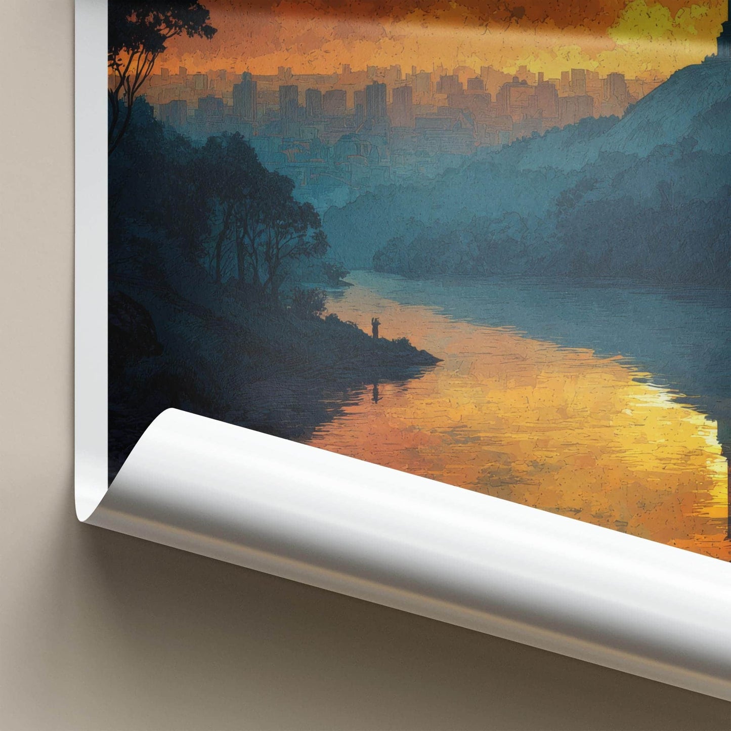 Kyiv Poster - Ukraine Travel Art - Golden River Skyline Wall Decor