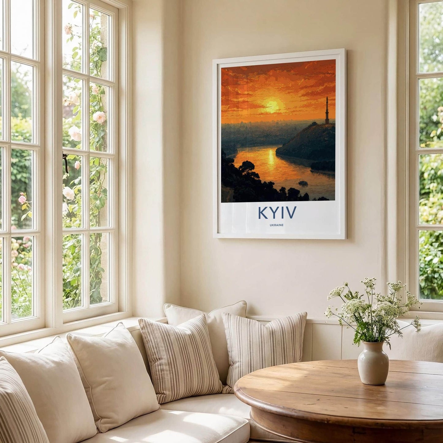 Kyiv Poster - Ukraine Travel Art - Golden River Sunset Home Decor