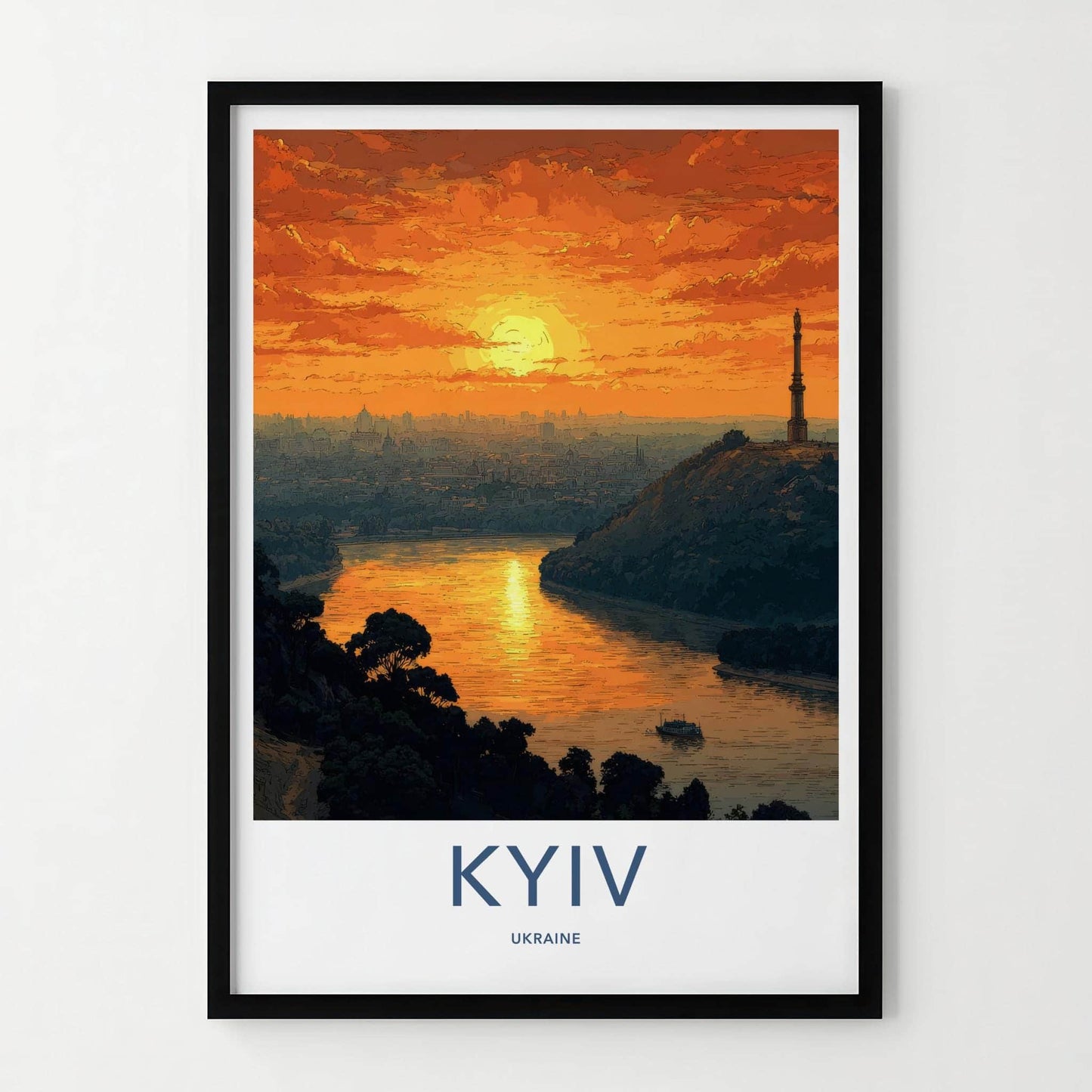 Kyiv Poster - Ukraine Travel Art - Golden River Sunset Home Decor