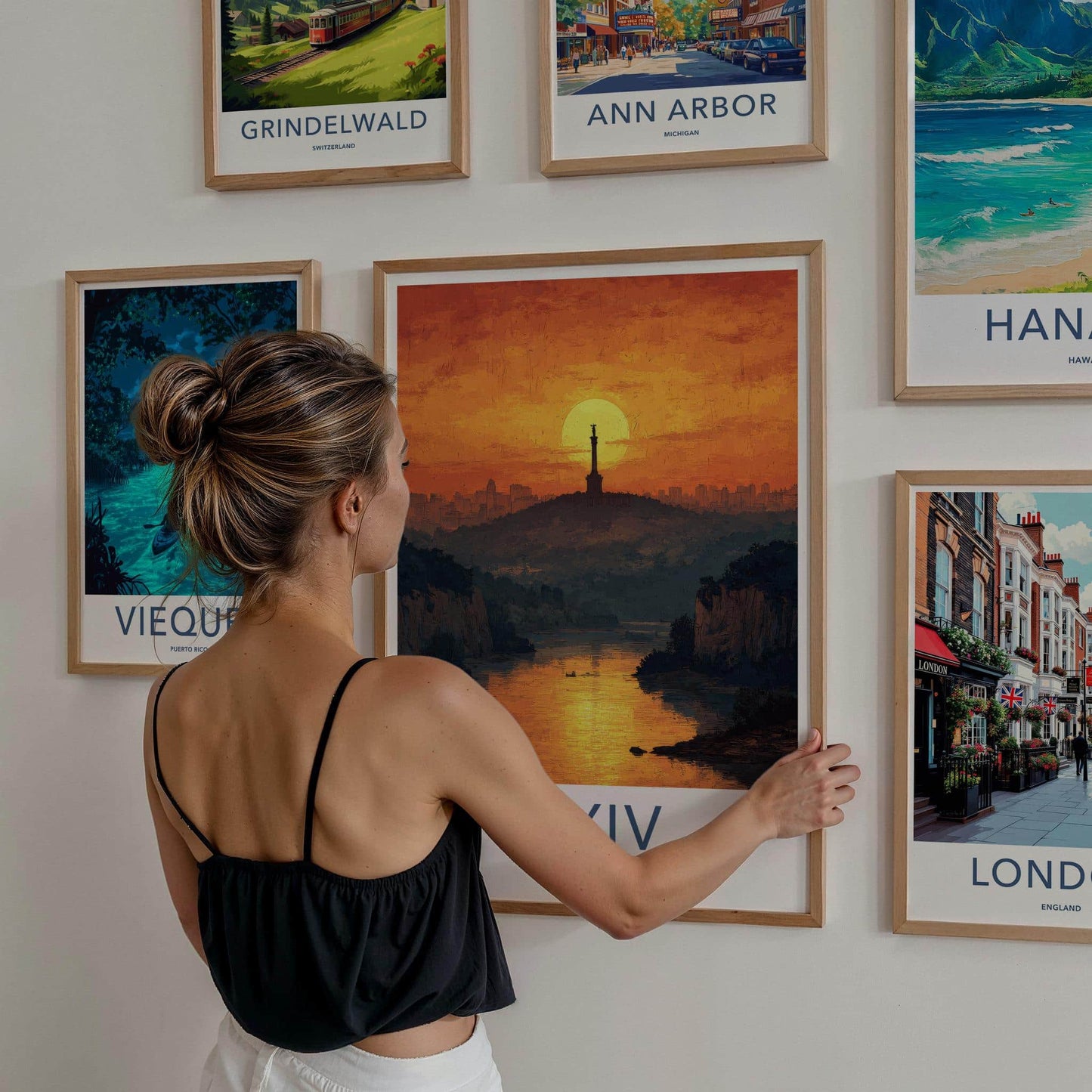 Kyiv Poster - Ukraine Travel Art - Monument River Sunset Home Decor