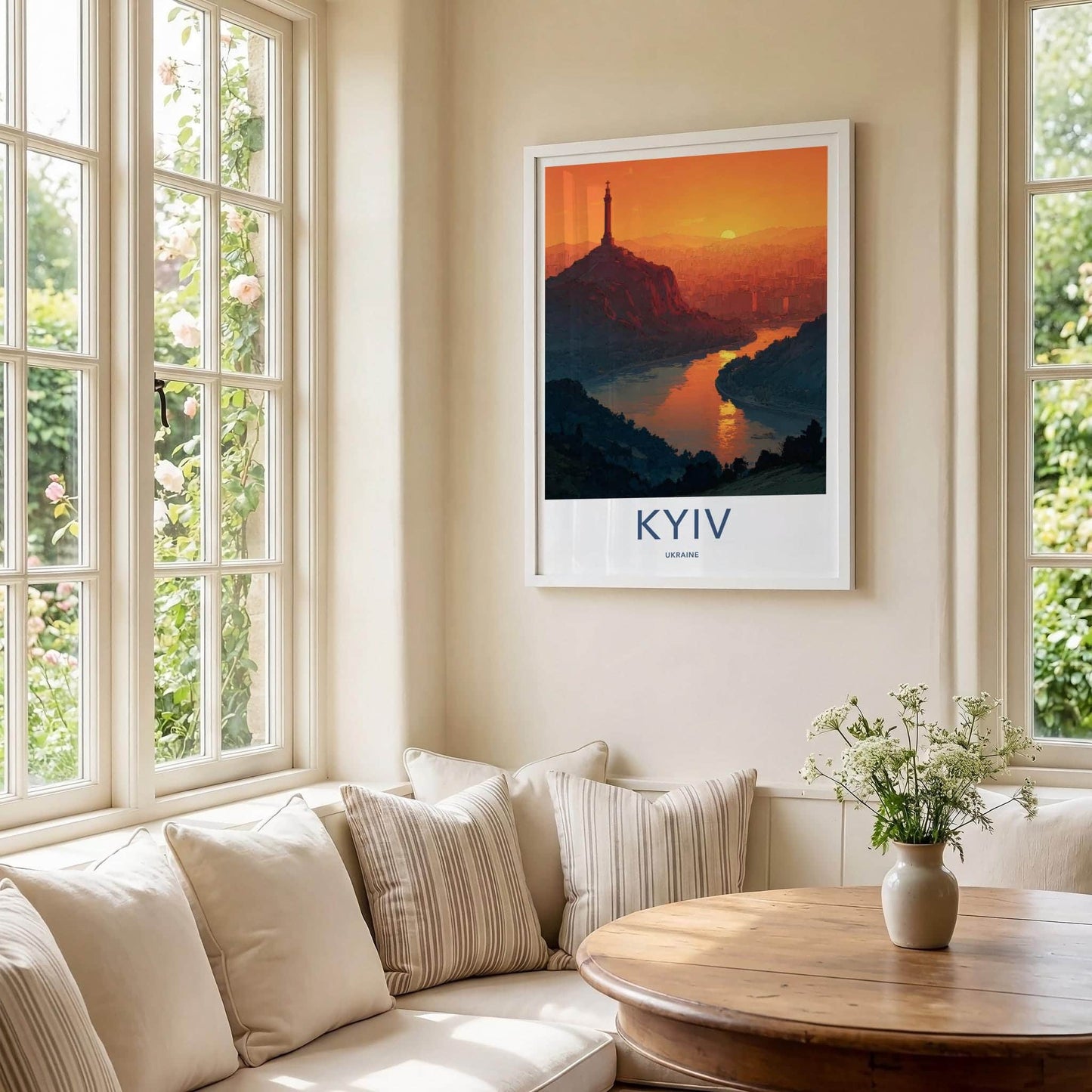 Kyiv Poster - Ukraine Travel Art - Orange Sunset River Home Decor