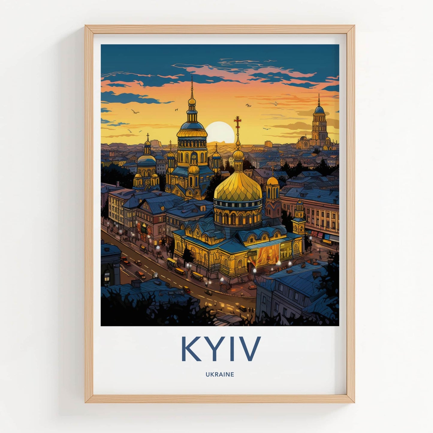 Kyiv Poster - Ukraine Wall Art - Golden Domes Sunset Home Decor
