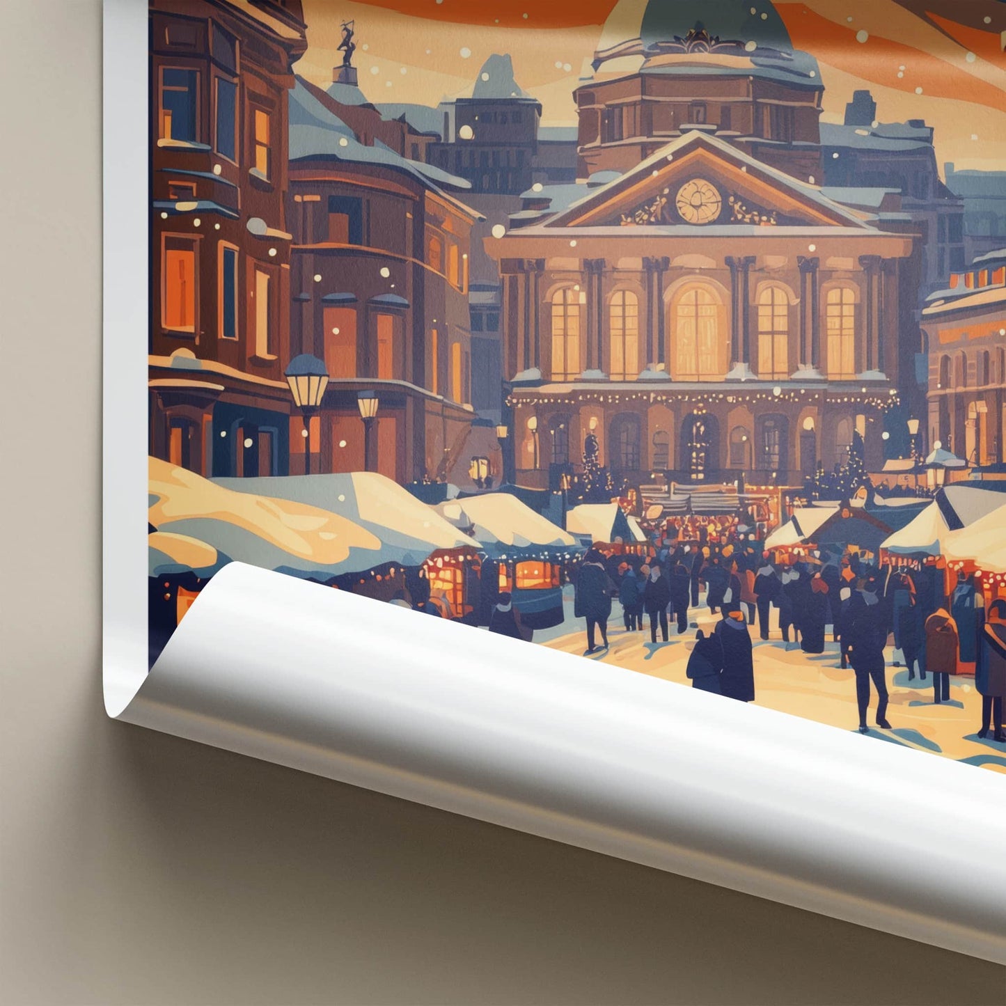Kyiv Poster - Ukraine Wall Art - Snowy Market Square Home Decor