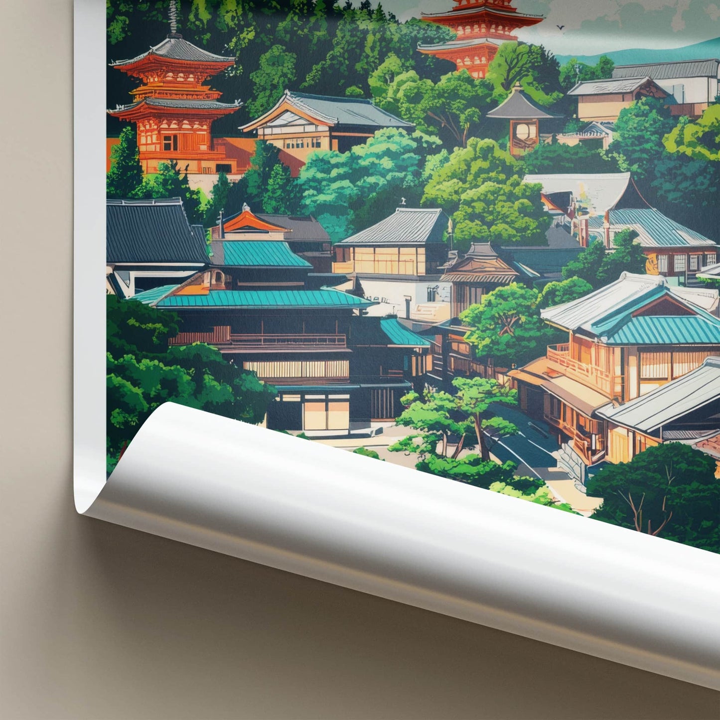 Kyoto Poster - Japan Travel Art - Traditional Japanese Architecture Wall Decor
