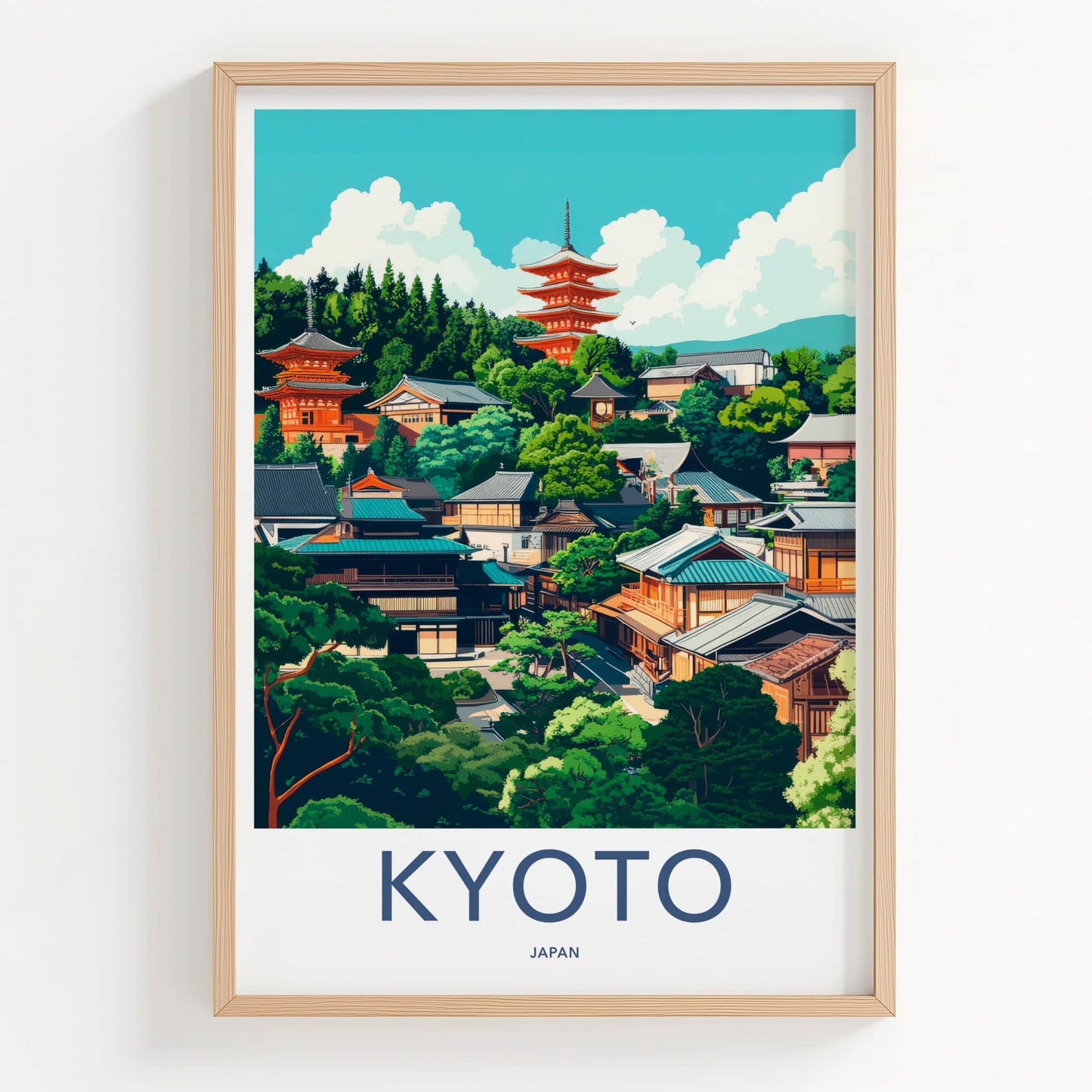 Kyoto Poster - Japan Travel Art - Traditional Japanese Architecture Wall Decor