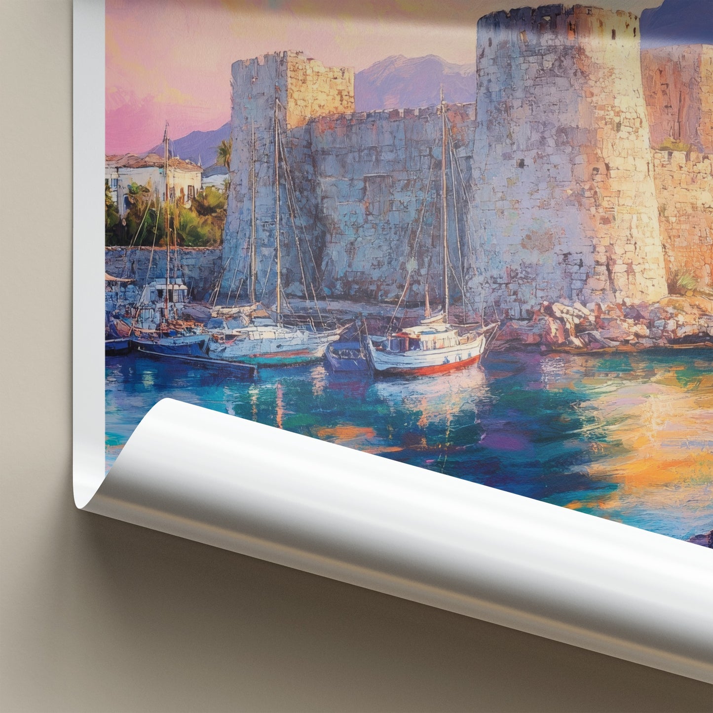 Kyrenia Poster - Cyprus Travel Art - Ancient Harbor Fortress Home Decor