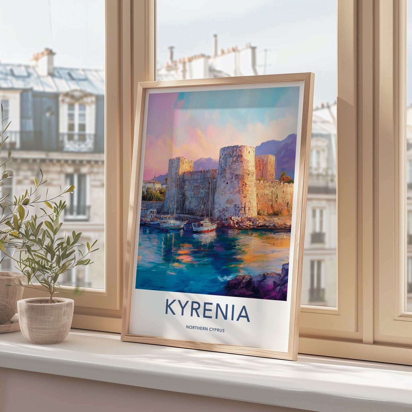 Kyrenia Poster - Cyprus Travel Art - Ancient Harbor Fortress Home Decor