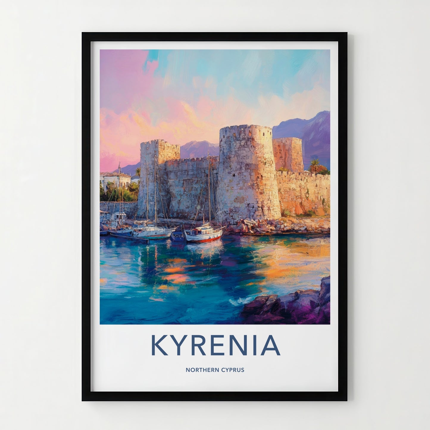 Kyrenia Poster - Cyprus Travel Art - Ancient Harbor Fortress Home Decor