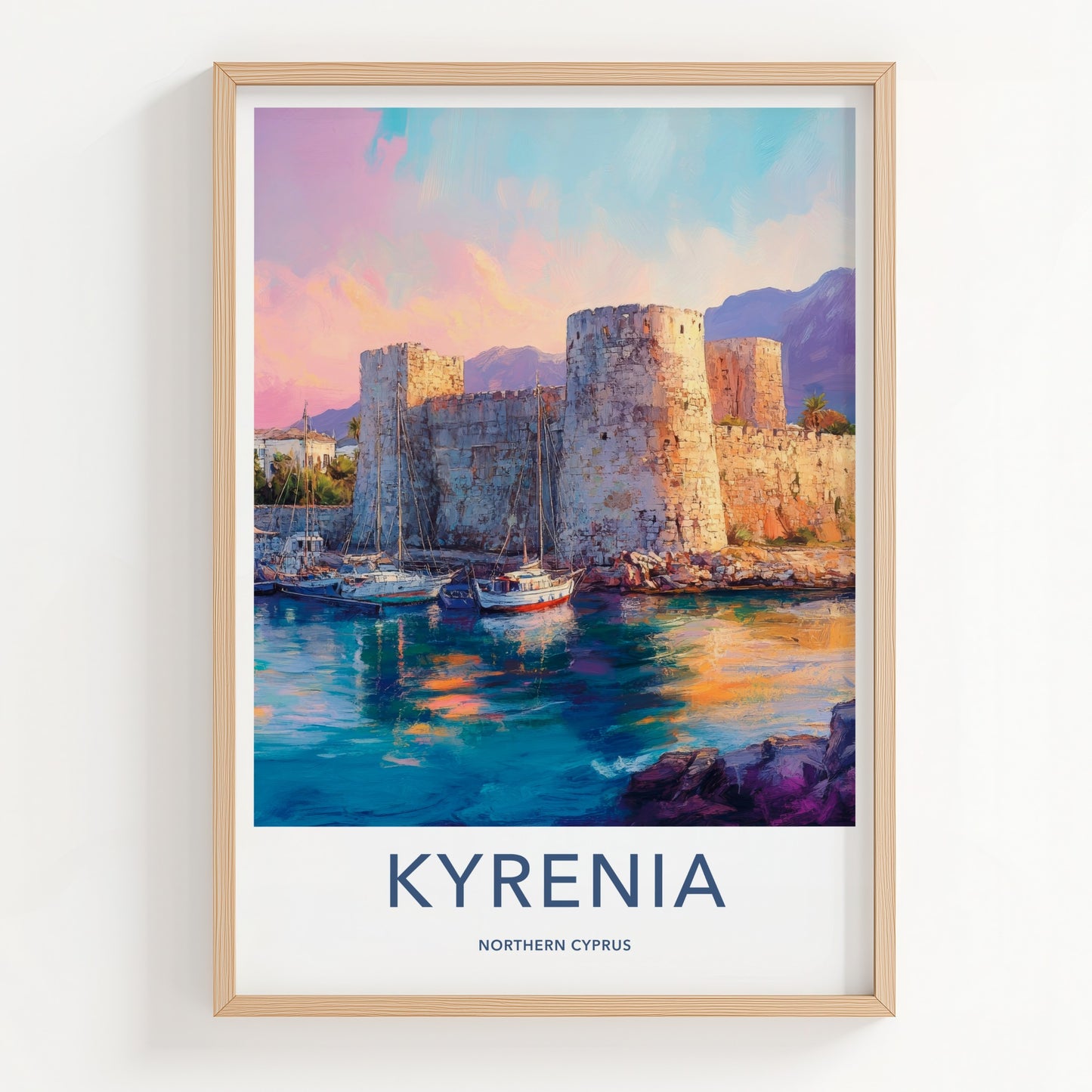 Kyrenia Poster - Cyprus Travel Art - Ancient Harbor Fortress Home Decor