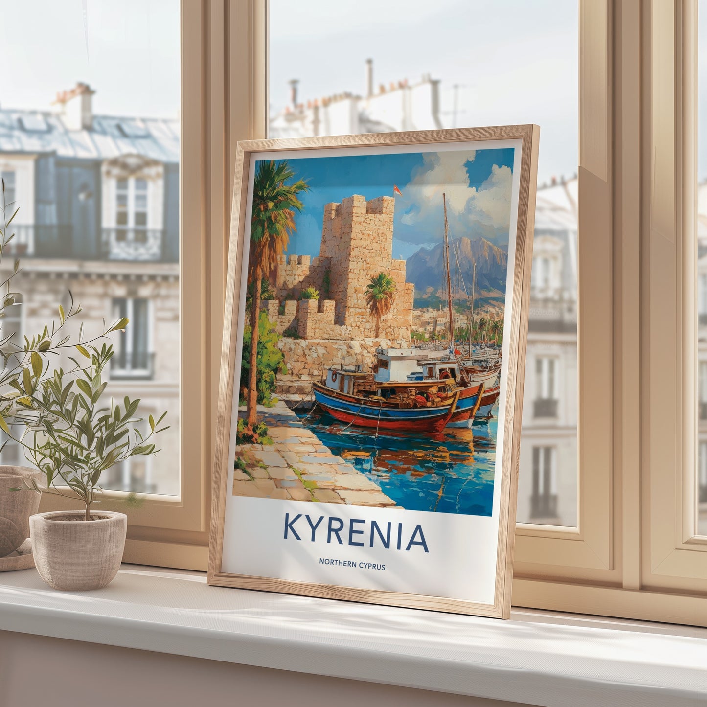 Kyrenia Poster - Cyprus Travel Art - Harbor Castle Boats Home Decor