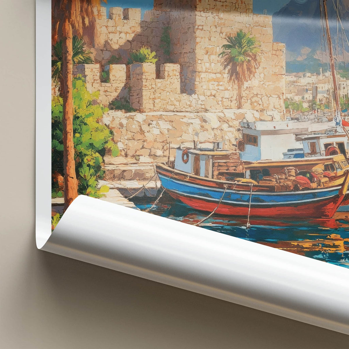 Kyrenia Poster - Cyprus Travel Art - Harbor Castle Boats Home Decor