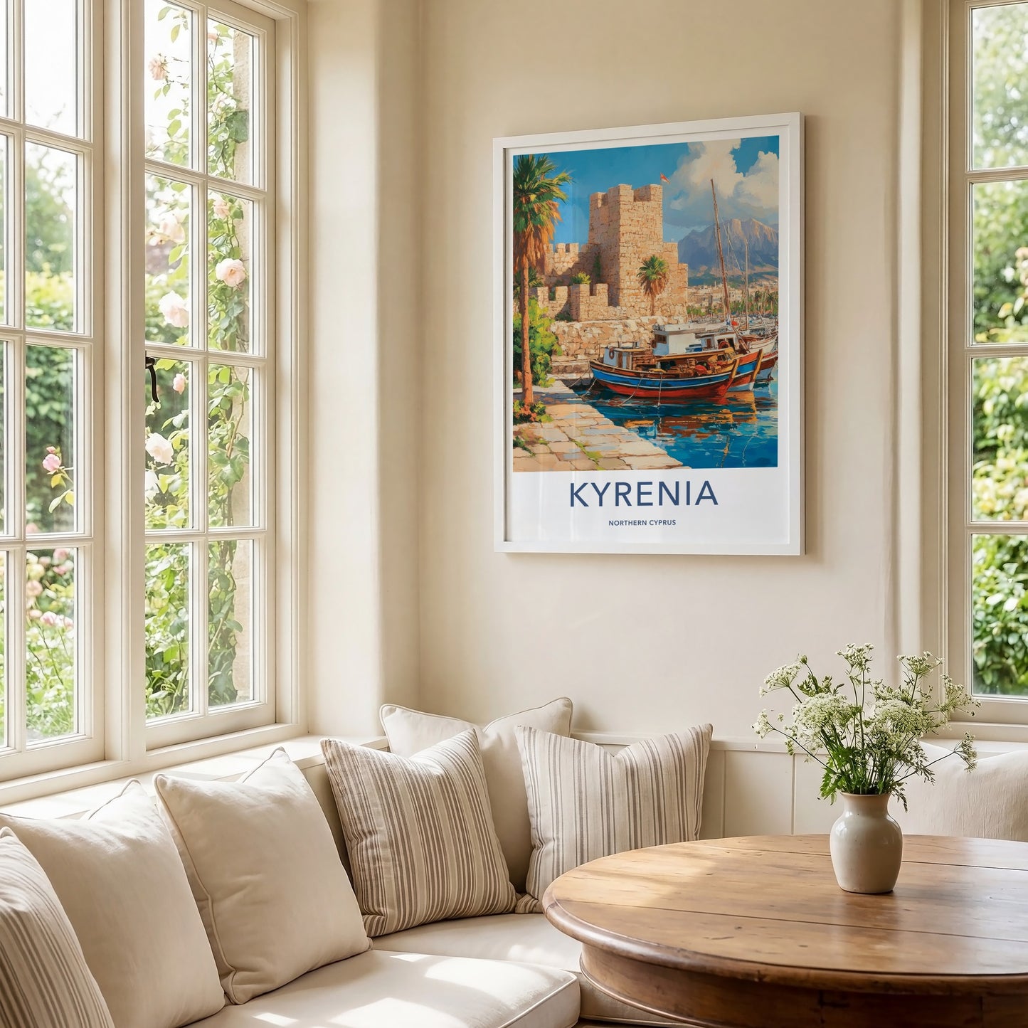Kyrenia Poster - Cyprus Travel Art - Harbor Castle Boats Home Decor