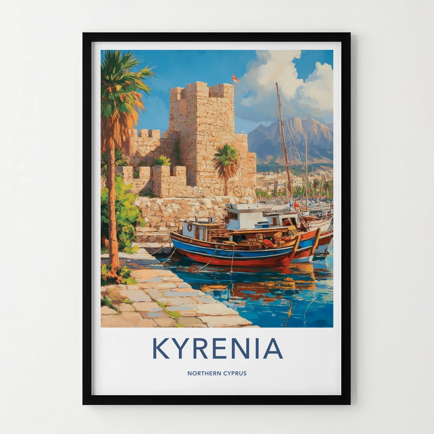 Kyrenia Poster - Cyprus Travel Art - Harbor Castle Boats Home Decor