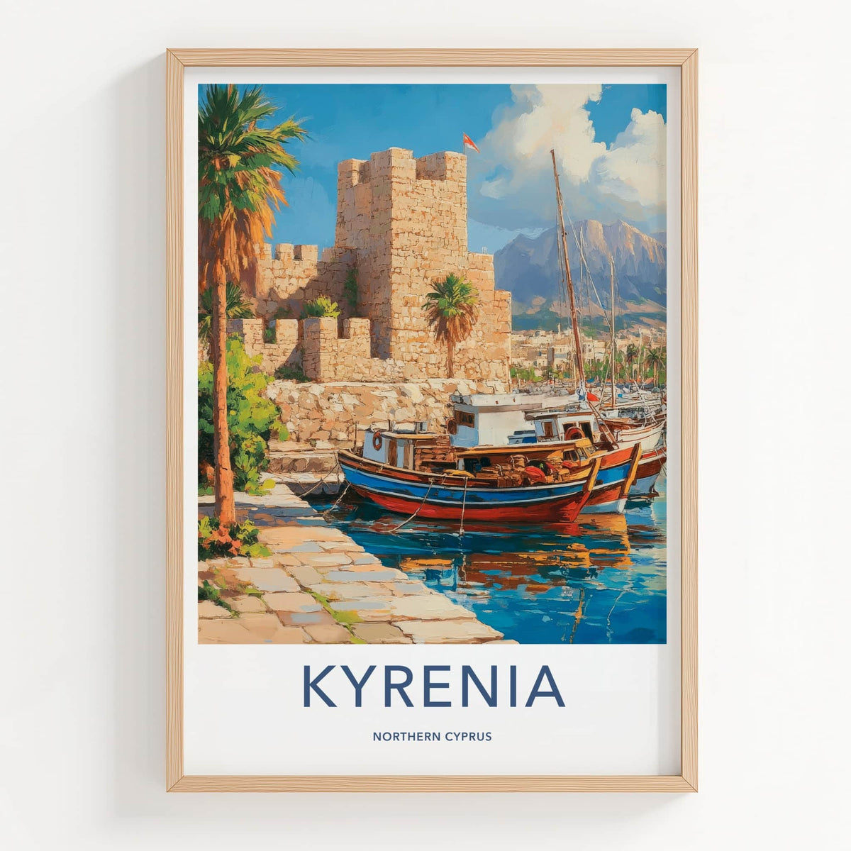 Kyrenia Poster - Cyprus Travel Art - Harbor Castle Boats Home Decor