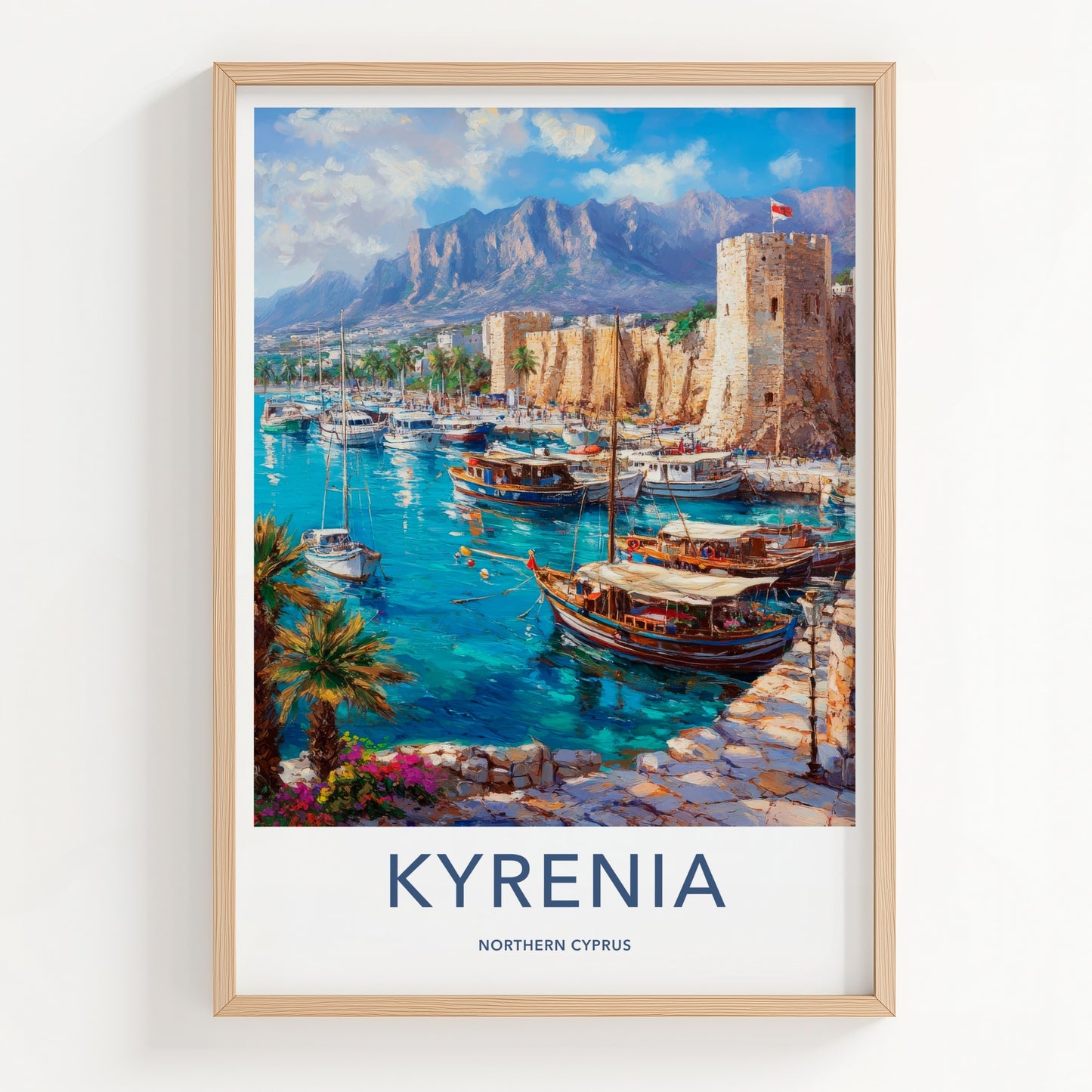Kyrenia Poster - Cyprus Travel Art - Historic Harbor Scene Wall Decor