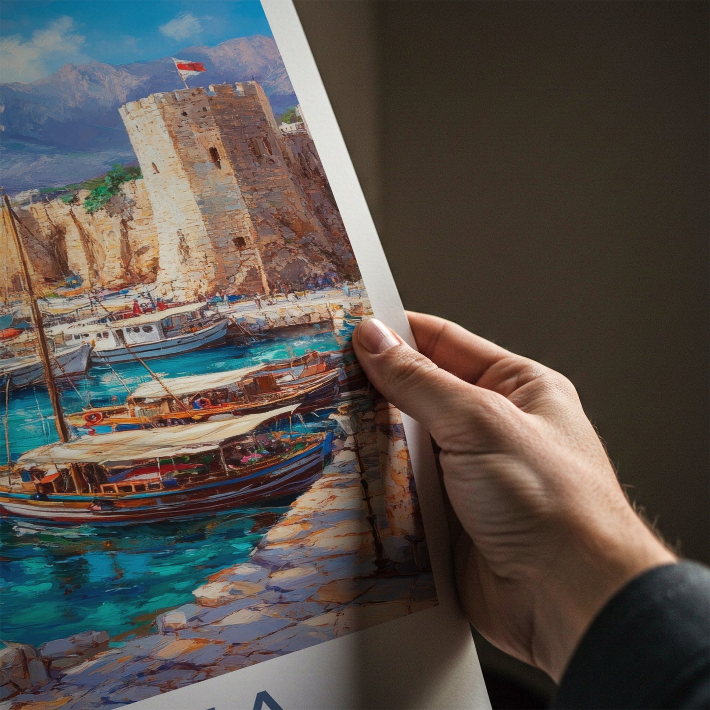 Kyrenia Poster - Cyprus Travel Art - Historic Harbor Scene Wall Decor