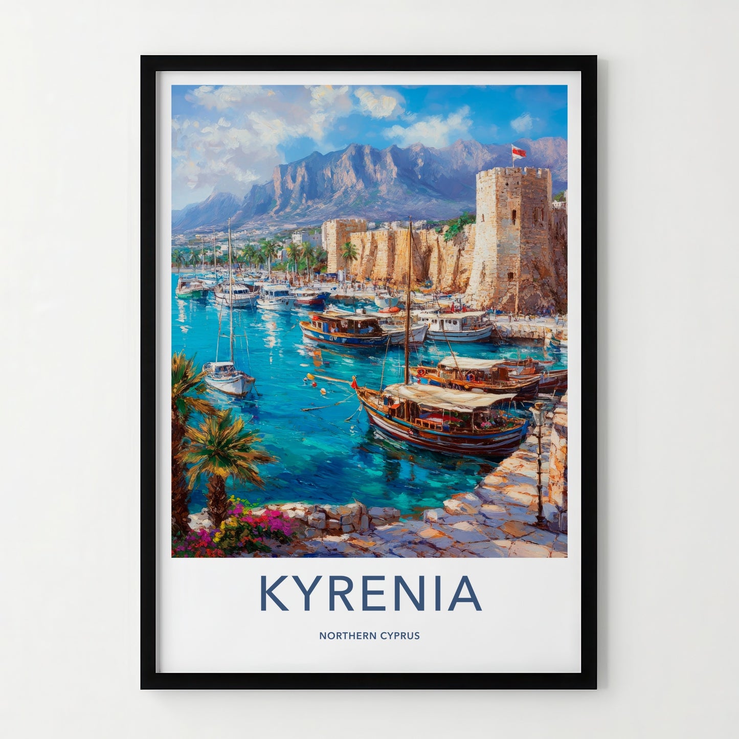 Kyrenia Poster - Cyprus Travel Art - Historic Harbor Scene Wall Decor