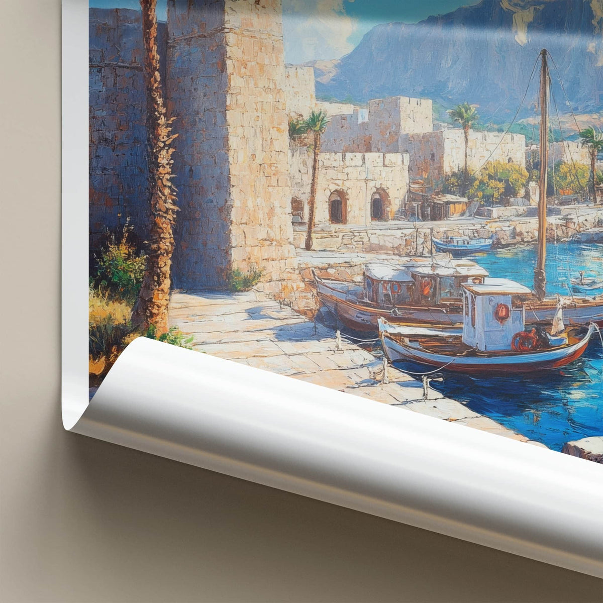 Kyrenia Poster - Cyprus Wall Art - Historic Harbor Boats Home Decor