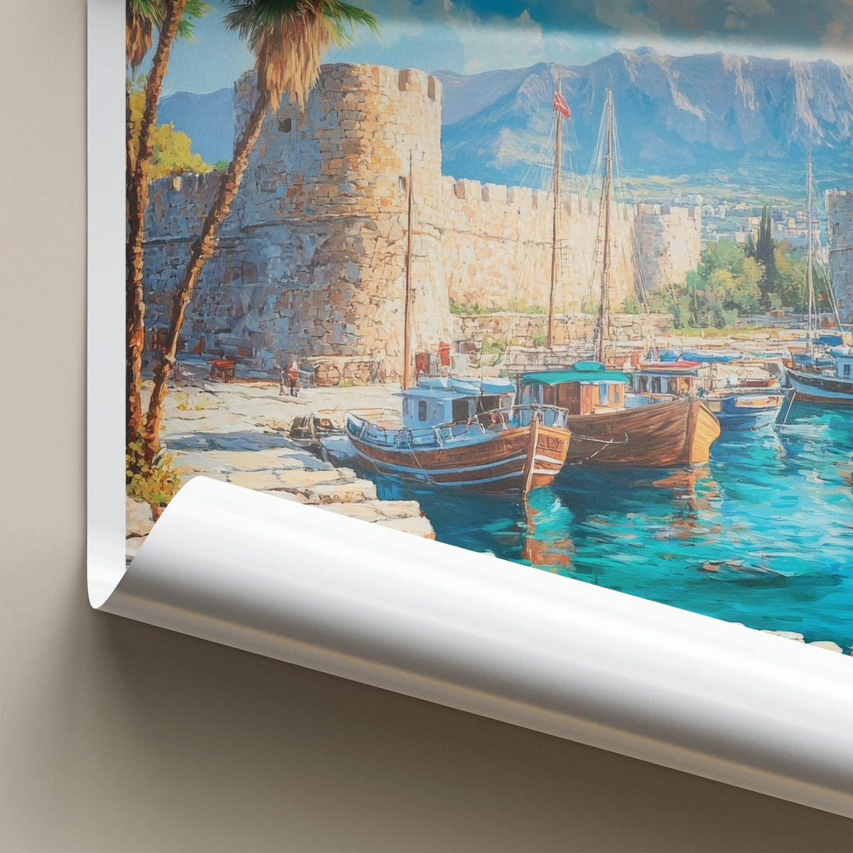 Kyrenia Poster - Cyprus Wall Art - Historic Harbor Boats Home Decor