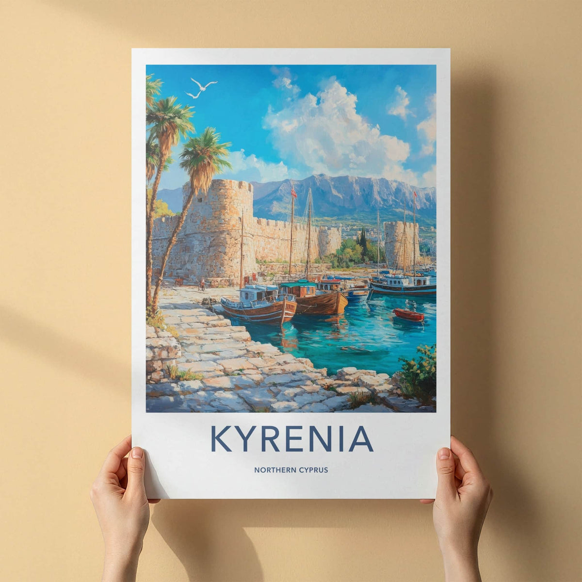 Kyrenia Poster - Cyprus Wall Art - Historic Harbor Boats Home Decor