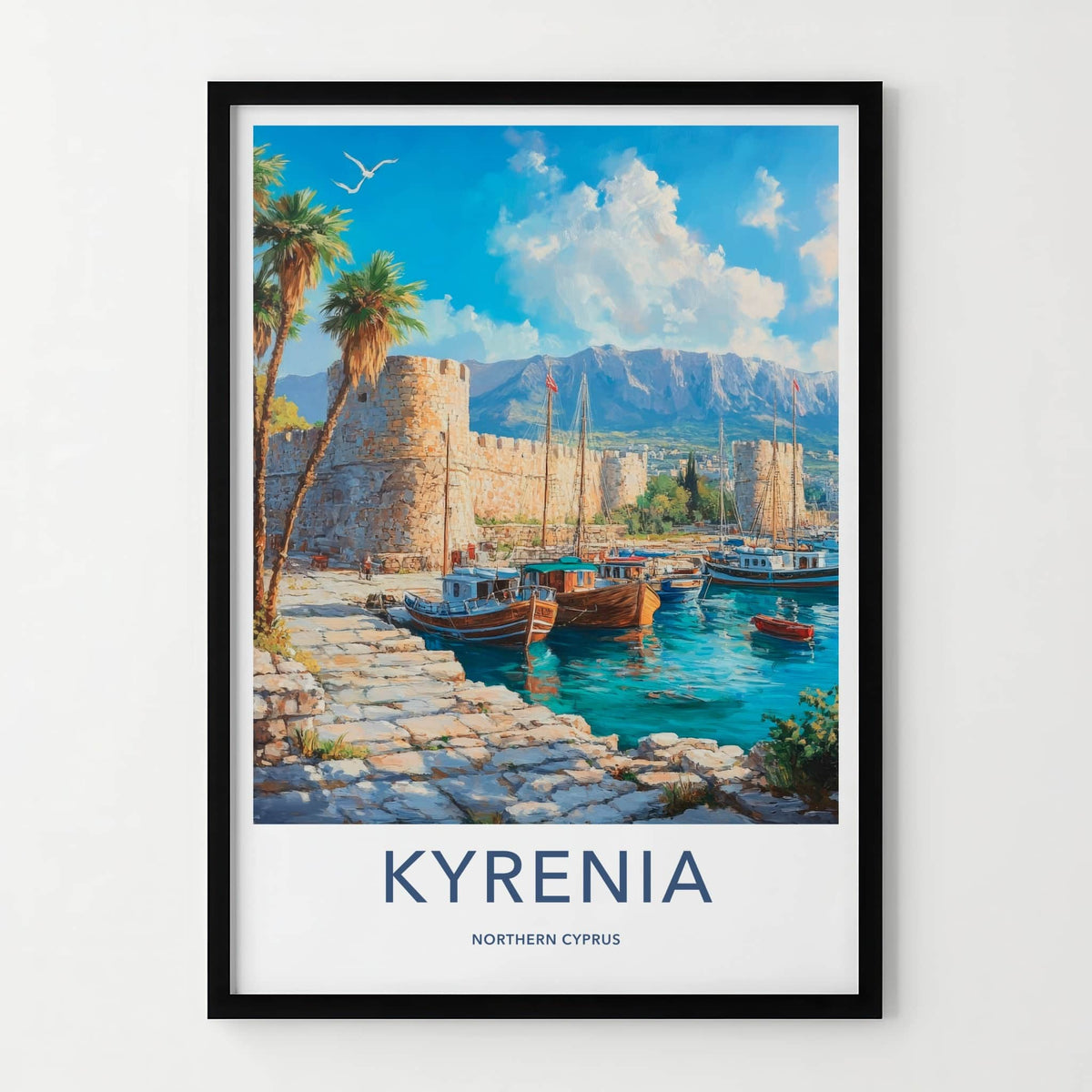 Kyrenia Poster - Cyprus Wall Art - Historic Harbor Boats Home Decor