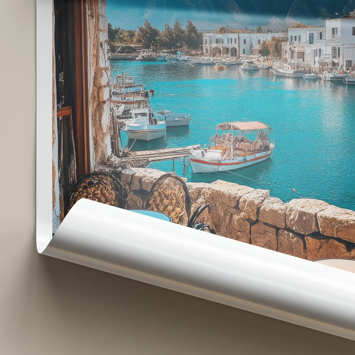 Kyrenia Poster - Northern Cyprus Travel Art - Balcony Harbor View Home Decor
