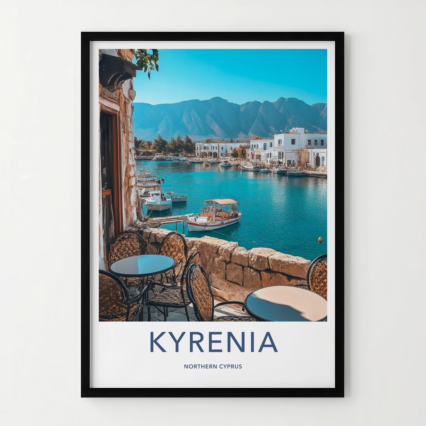 Kyrenia Poster - Northern Cyprus Travel Art - Balcony Harbor View Home Decor