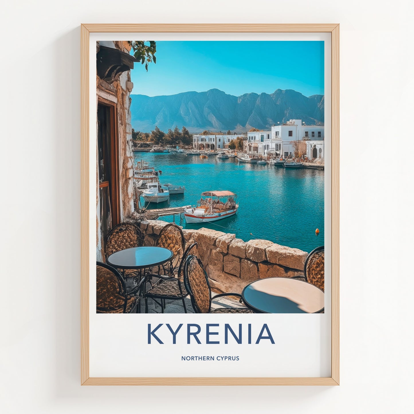 Kyrenia Poster - Northern Cyprus Travel Art - Balcony Harbor View Home Decor