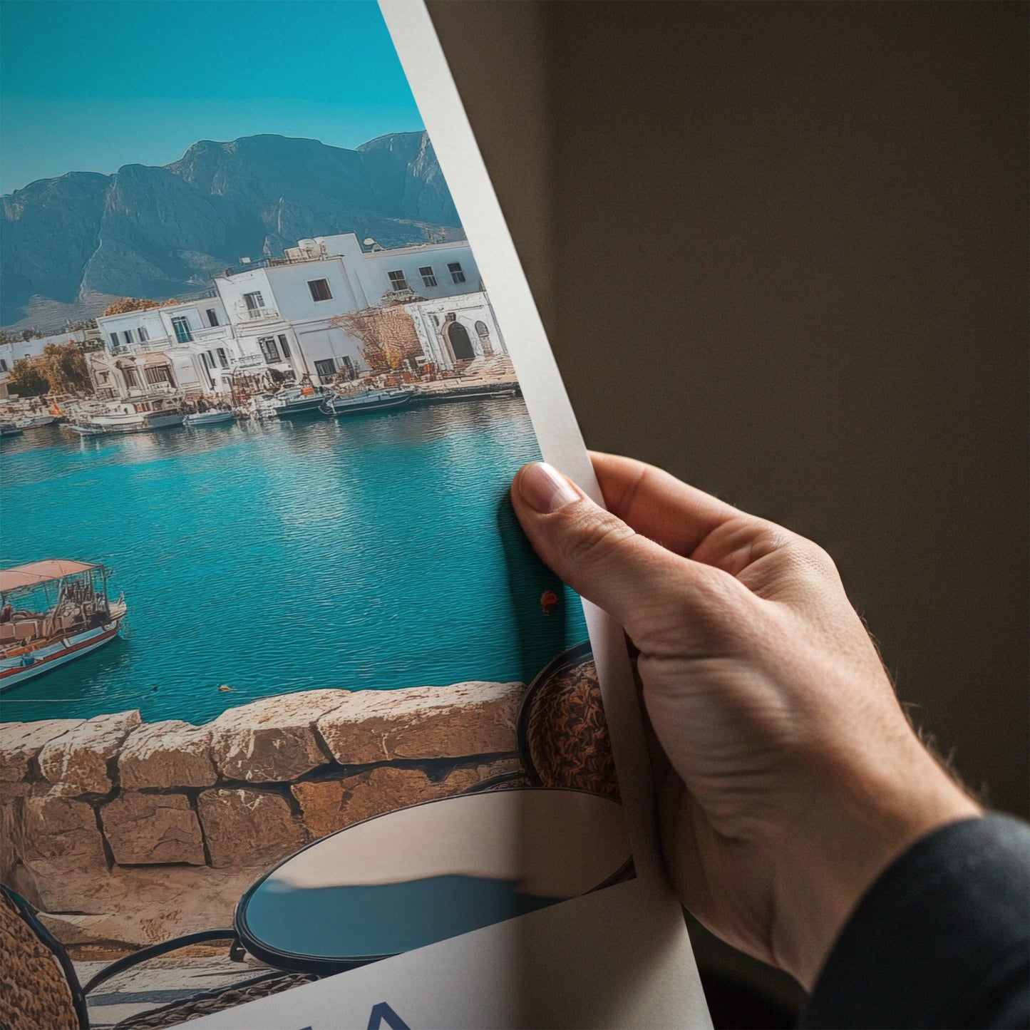 Kyrenia Poster - Northern Cyprus Travel Art - Balcony Harbor View Home Decor